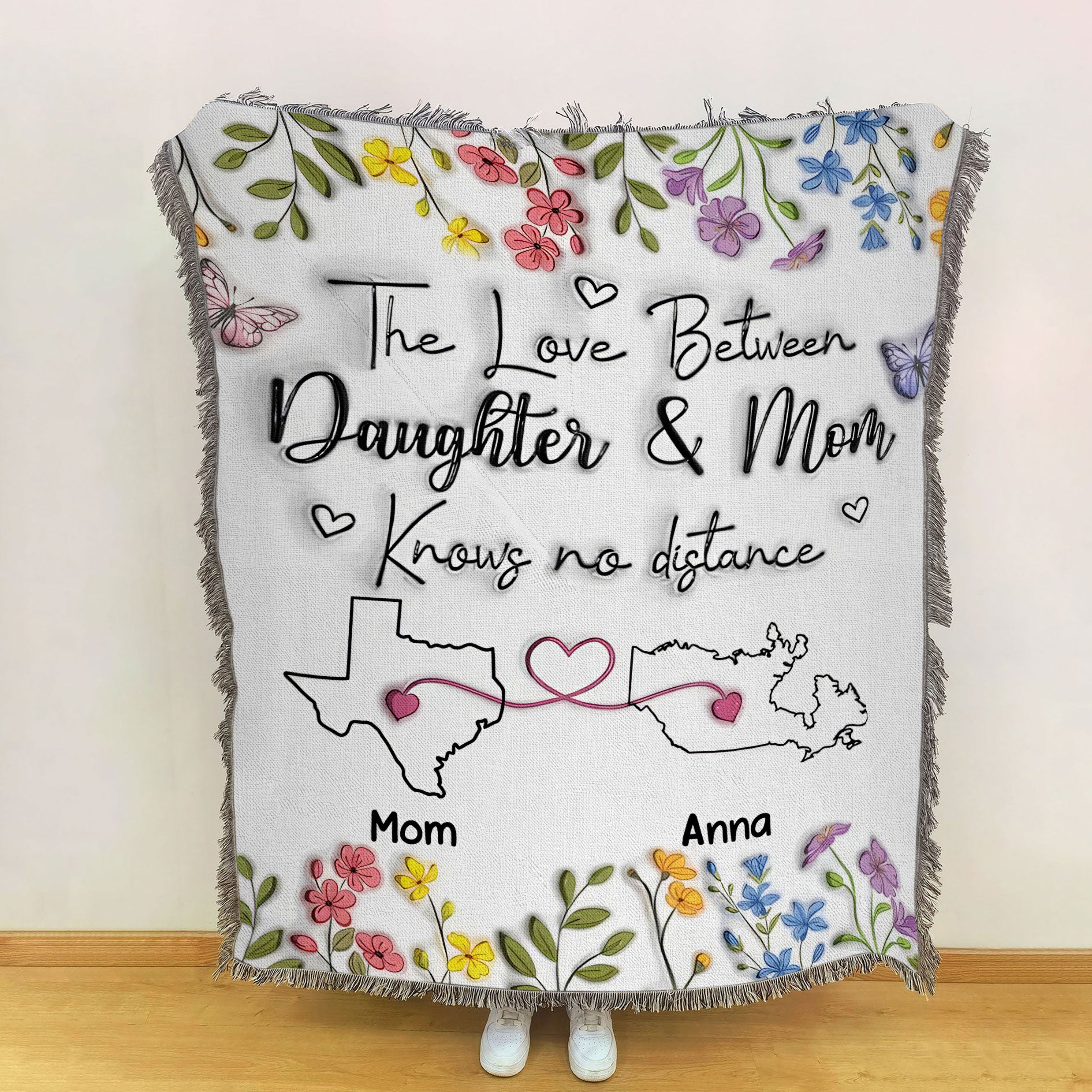 The Love Between Daughter And Mom Knows No Distance Custom Woven Blanket, Mothers Day Gift