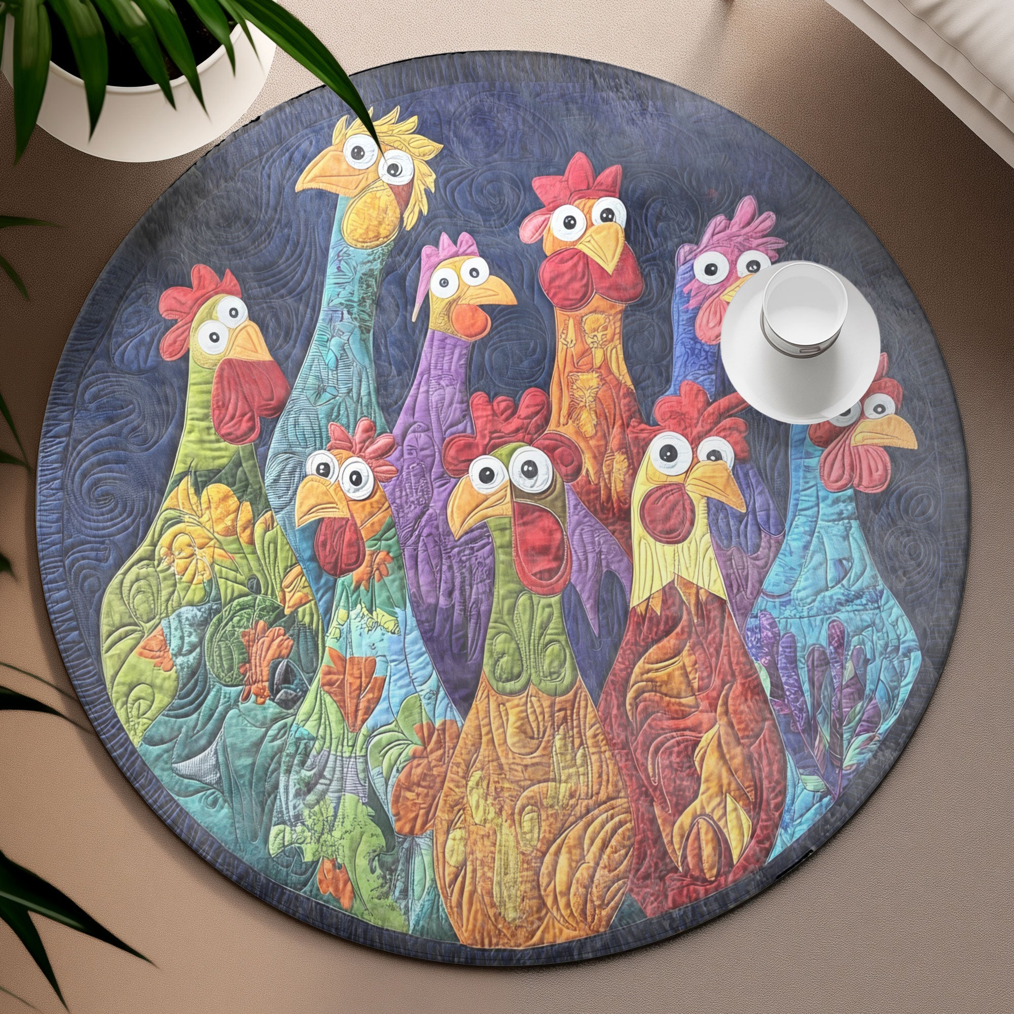 Barnyard Majesty Round Mat, Living Room Decor, Christmas Rug