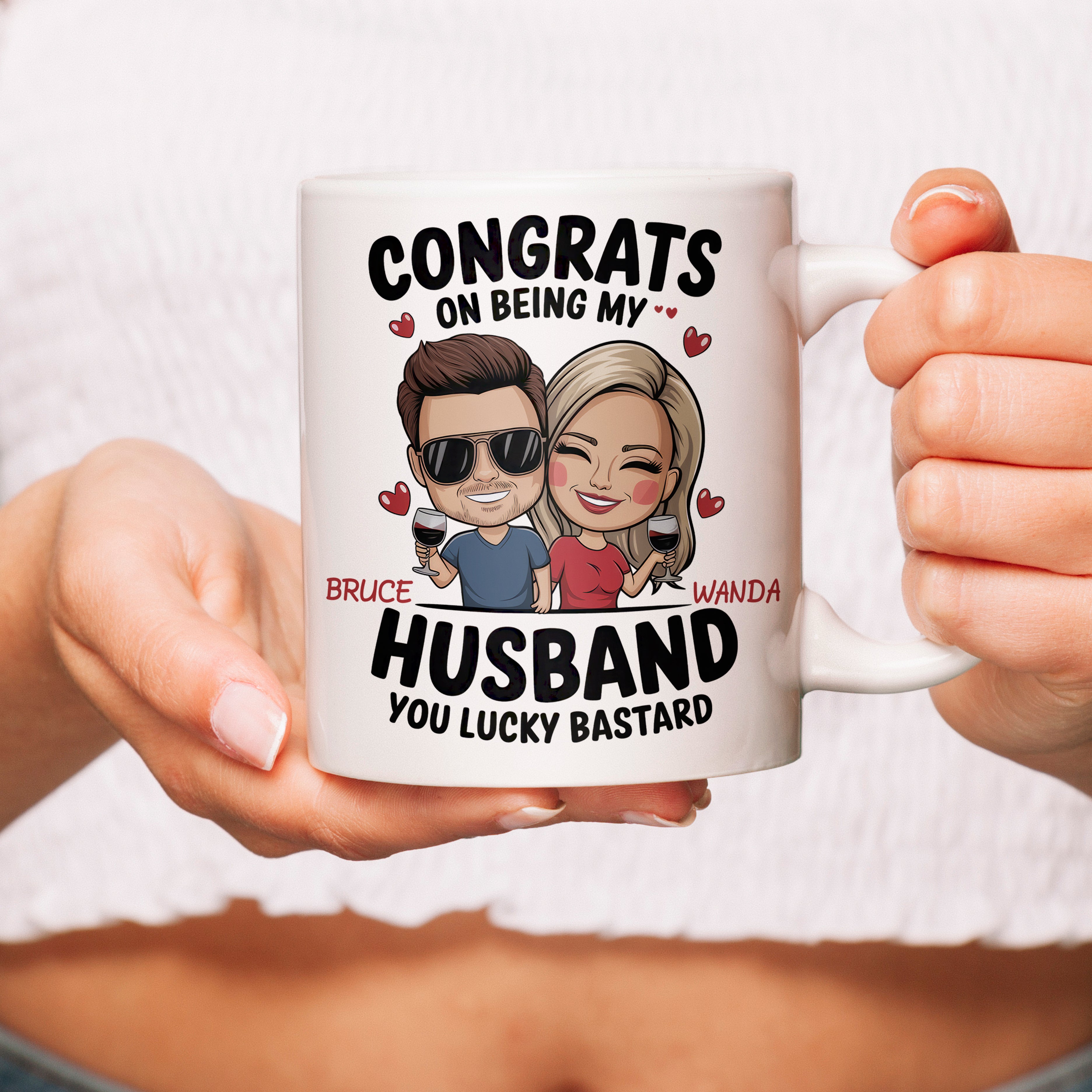 Congrats On Being My Husband You Lucky Bastard Personalized Accent Mug, Couple Mug, Valentine Gift