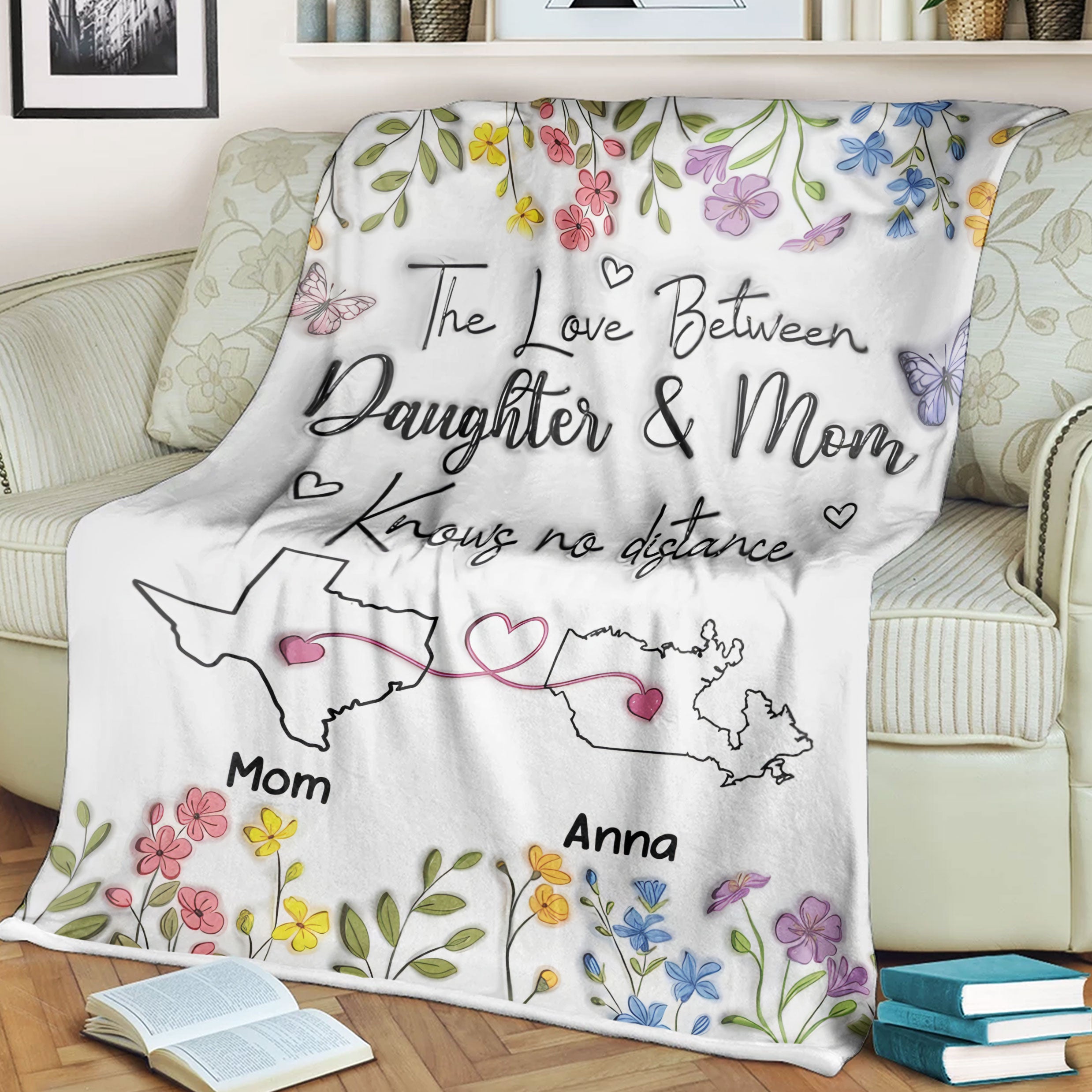 The Love Between Daughter And Mom Knows No Distance Custom Fleece Blanket, Mothers Day Gift