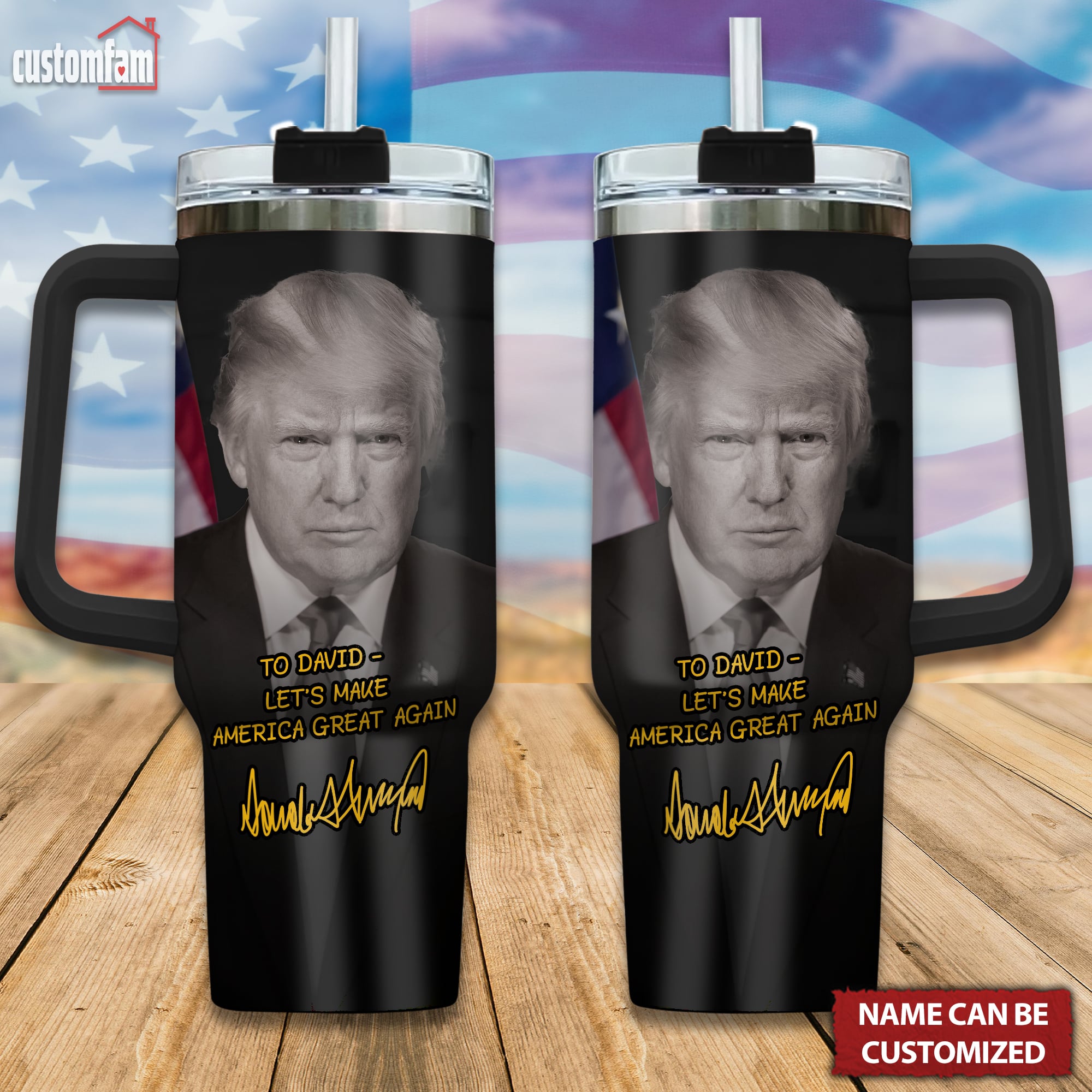 Let's Make America Great Again 40oz Tumbler With Handle, Patriotic Support Gift, Election Gifts