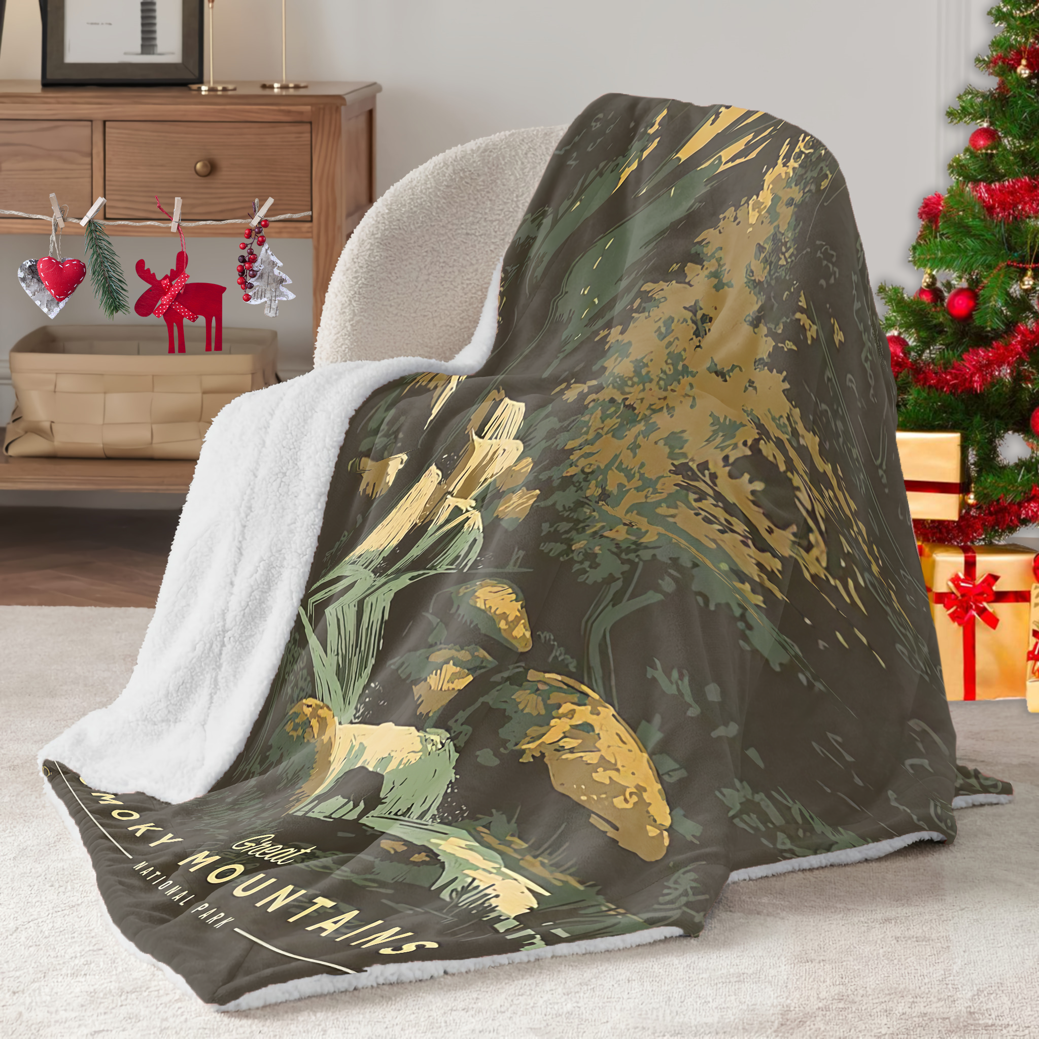 Great Smoky Mountains National Park Sherpa Blanket, Gifts For National Park Lovers, Outdoor Blanket