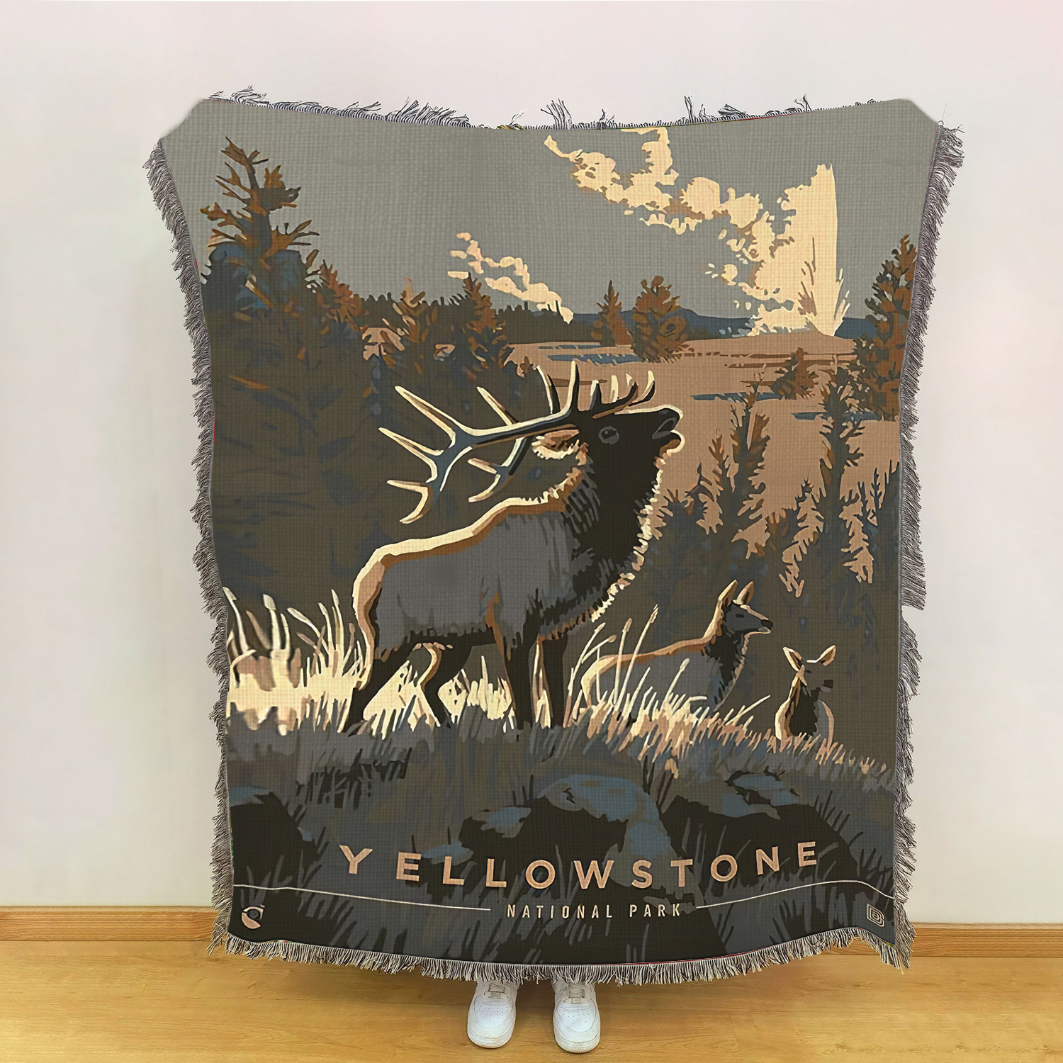 Yellowstone National Park Woven Blanket, Gifts For National Park Lovers, Outdoor Blanket