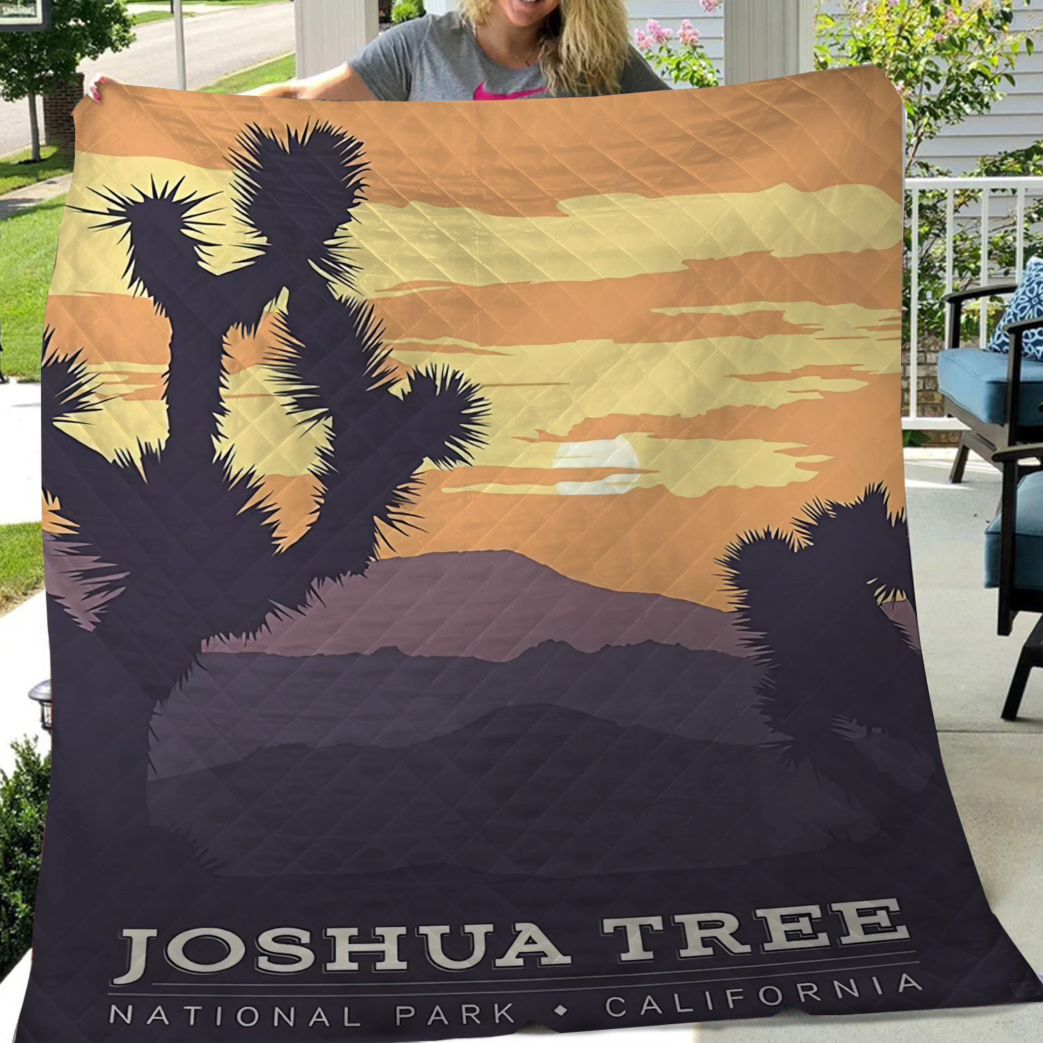 Joshua Tree National Park Quilt Blanket, Gifts For National Park Lovers, Outdoor Blanket