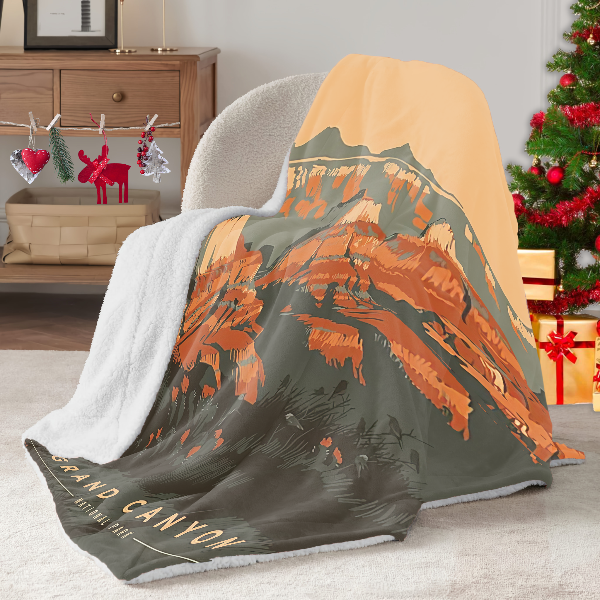 Grand Canyon National Park Sherpa Blanket, Gifts For National Park Lovers, Outdoor Blanket