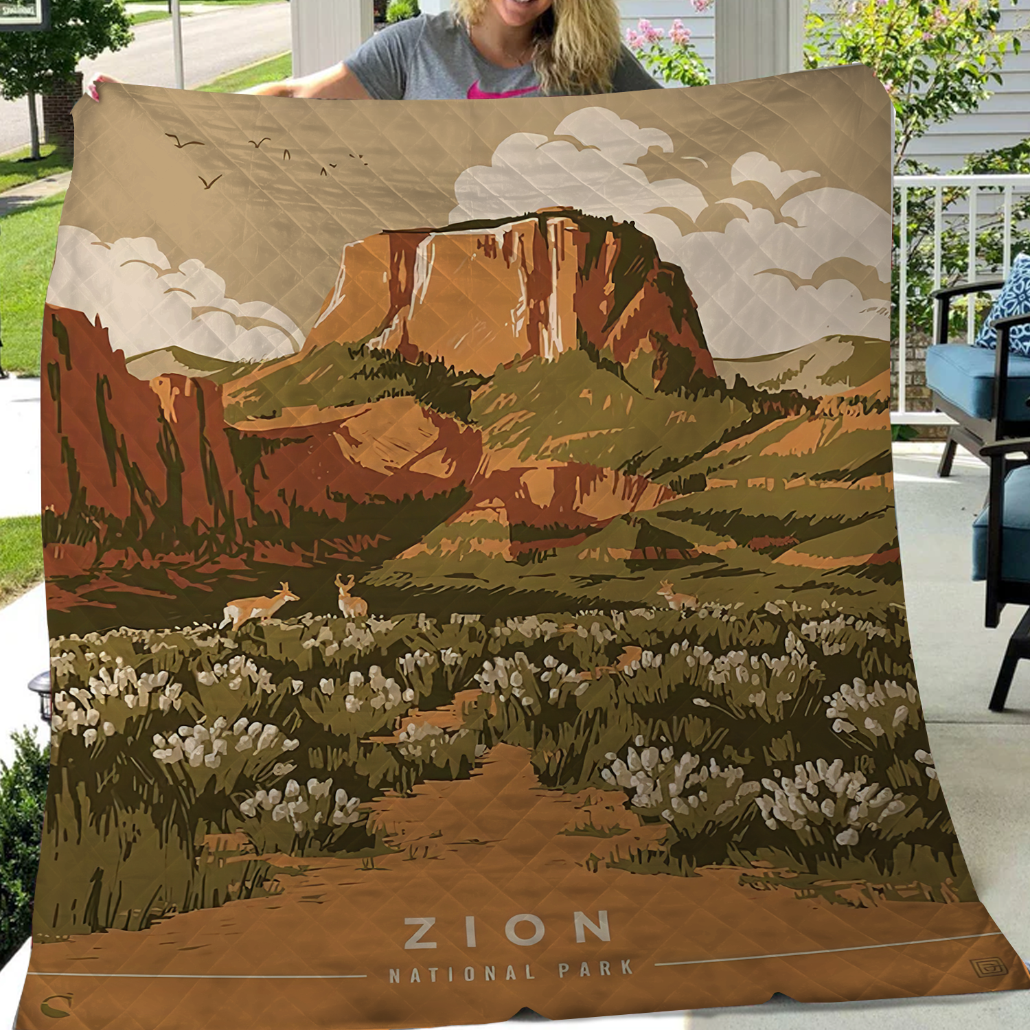 Zion National Park Quilt Blanket, Gifts For National Park Lovers, Outdoor Blanket