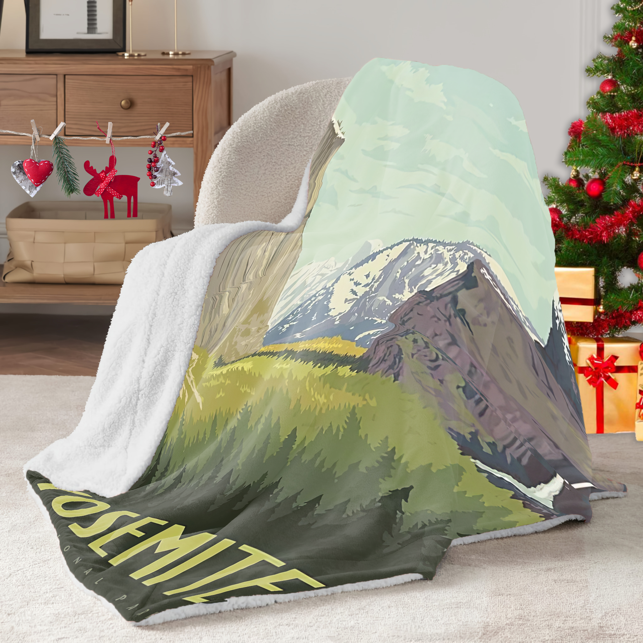 Yosemite National Park Sherpa Blanket, Gifts For National Park Lovers, Outdoor Blanket