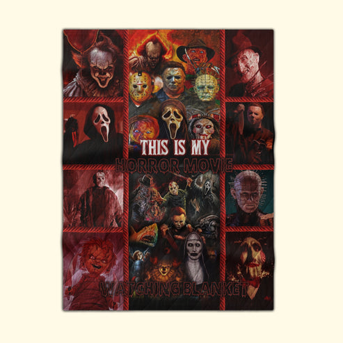 Halloween This Is My Horror Movie Watching Quilt Blanket, Horror Movie
