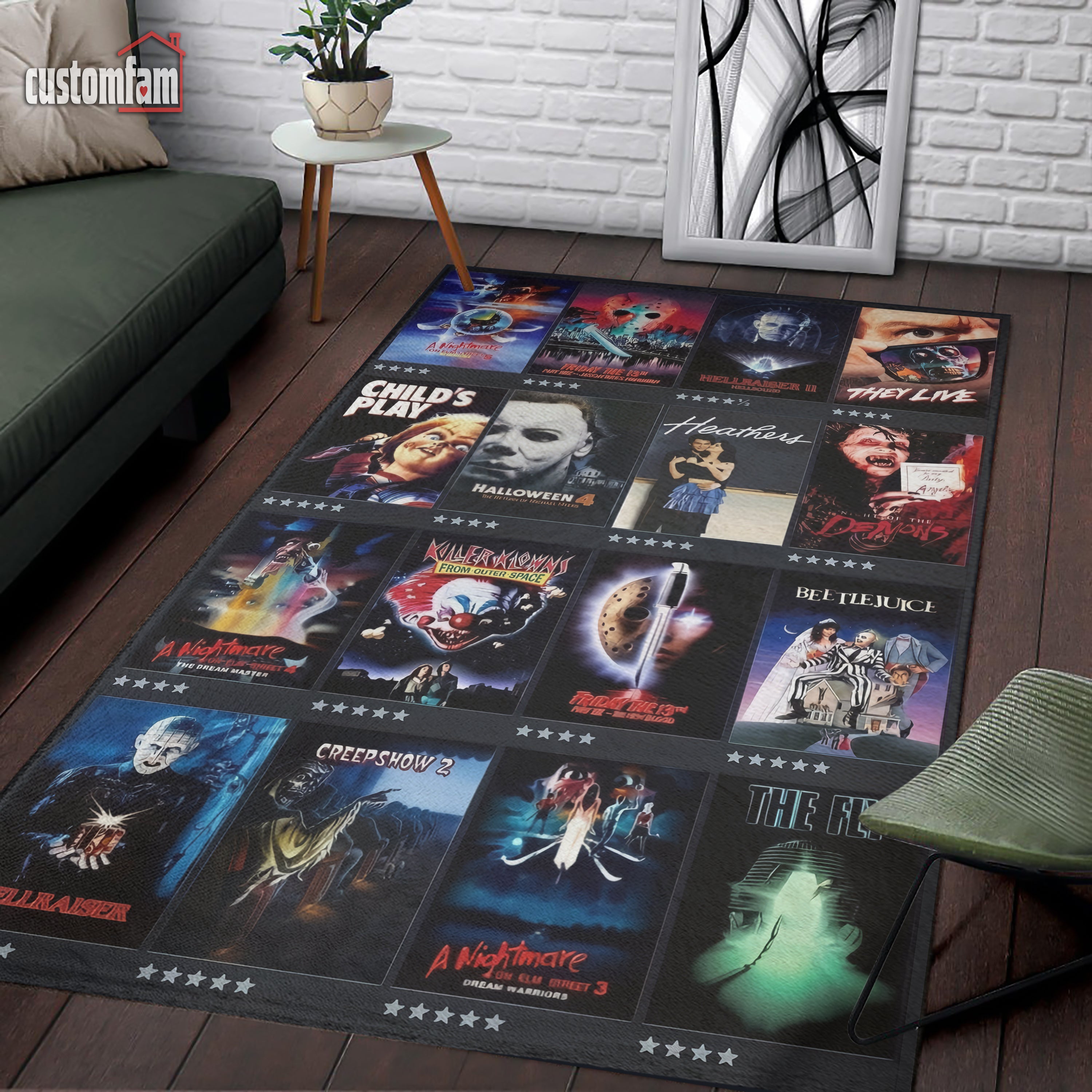 Horror Movies Halloween Area Rug, Horror Gifts, Halloween Room Decor