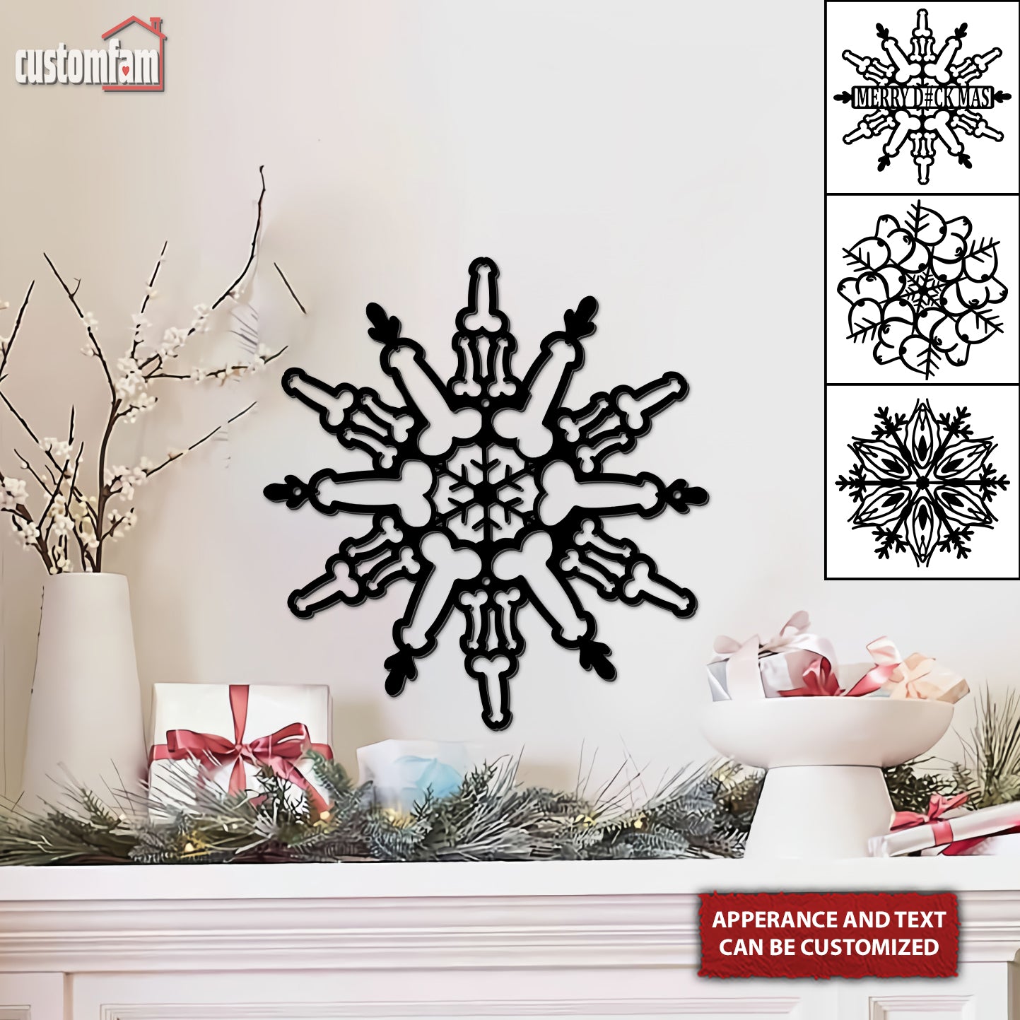 Funny Custom Name Snowflake Metal Sign, Christmas Decoration