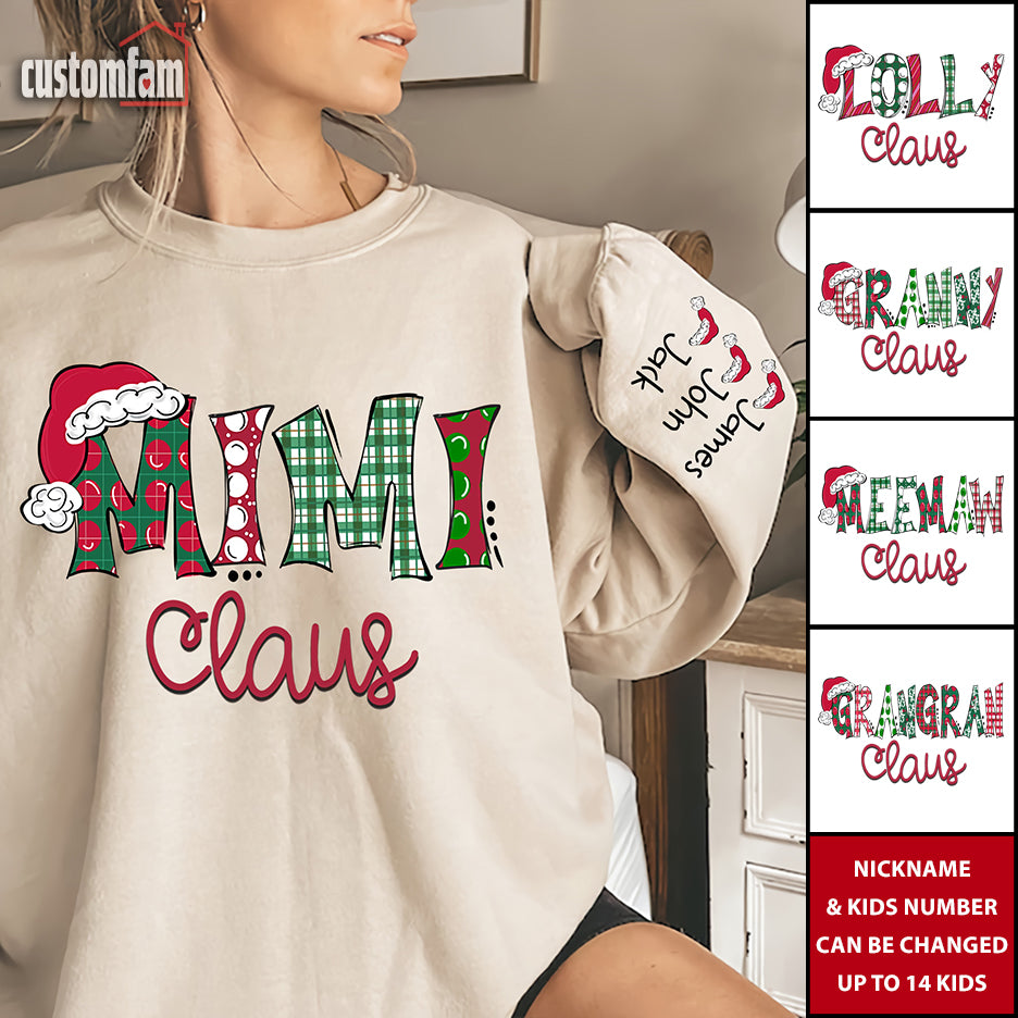 Mimi Claus Christmas Sweatshirt, Custom Grandkids Sweatshirt, Christmas Gift