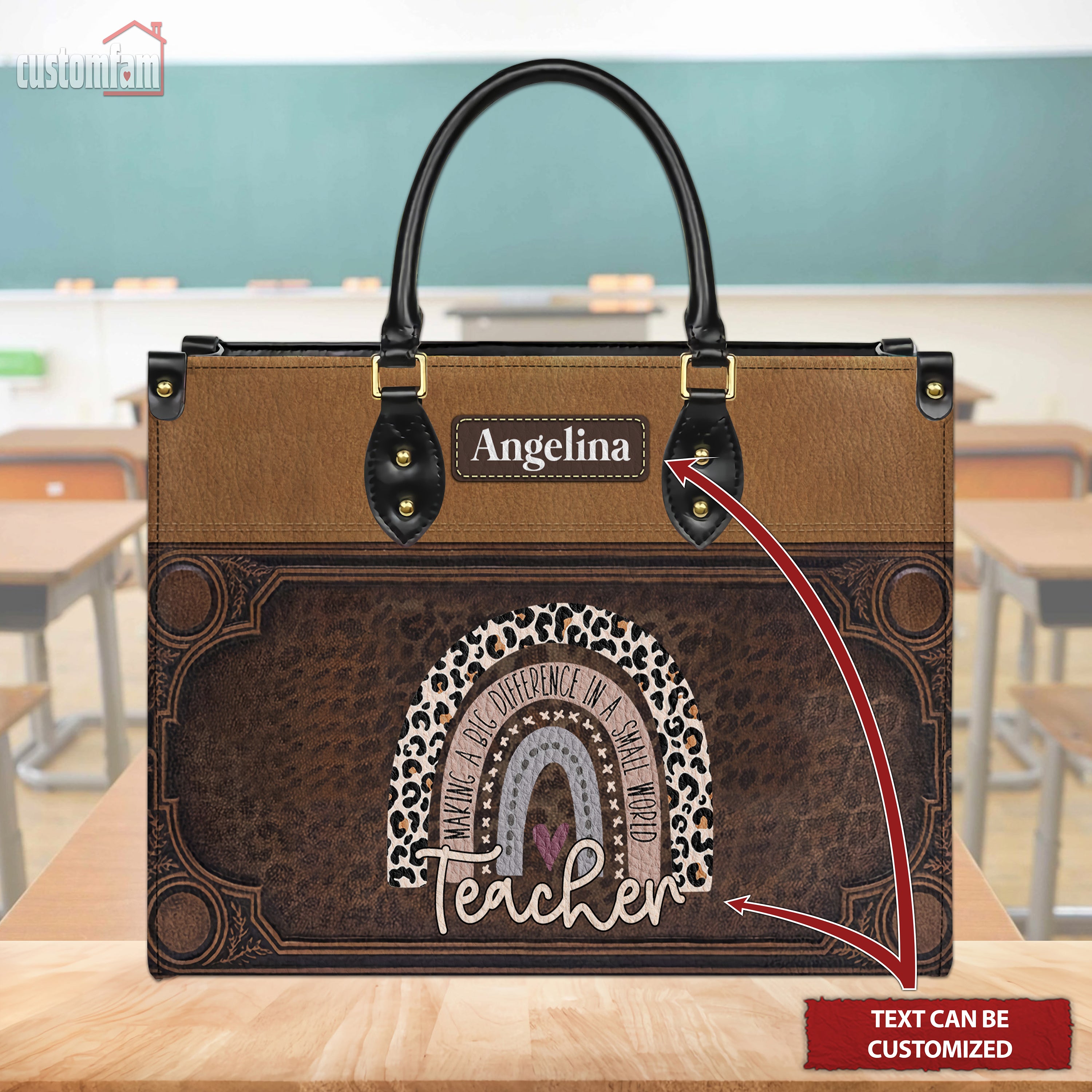 Making A Big Difference In A Small Word Custom Leather Handbag, Back To School Gift