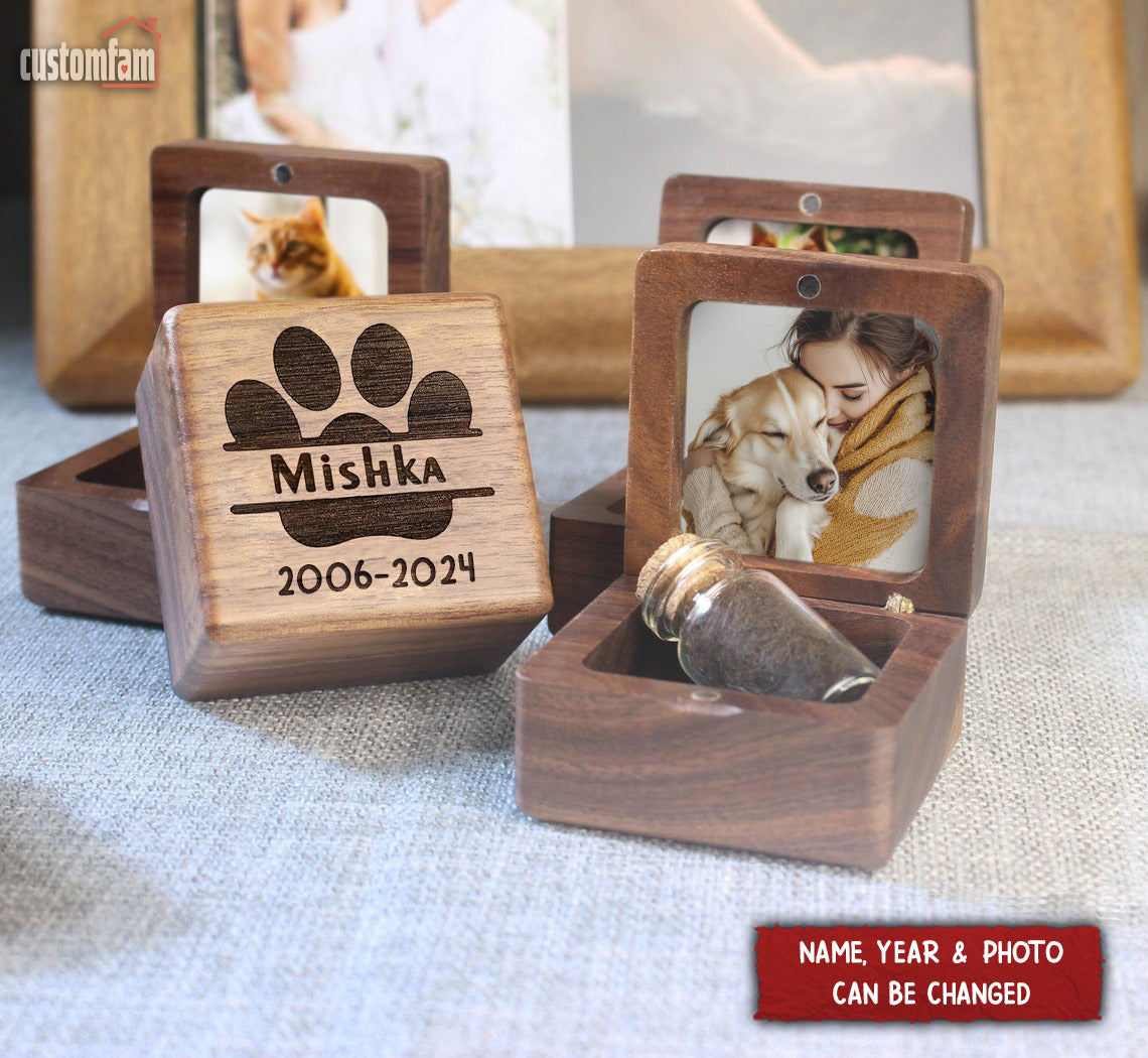 Custom Wooden Pet Fur Keepsake, Pet Memorial Box, Gifts For Pet Owners