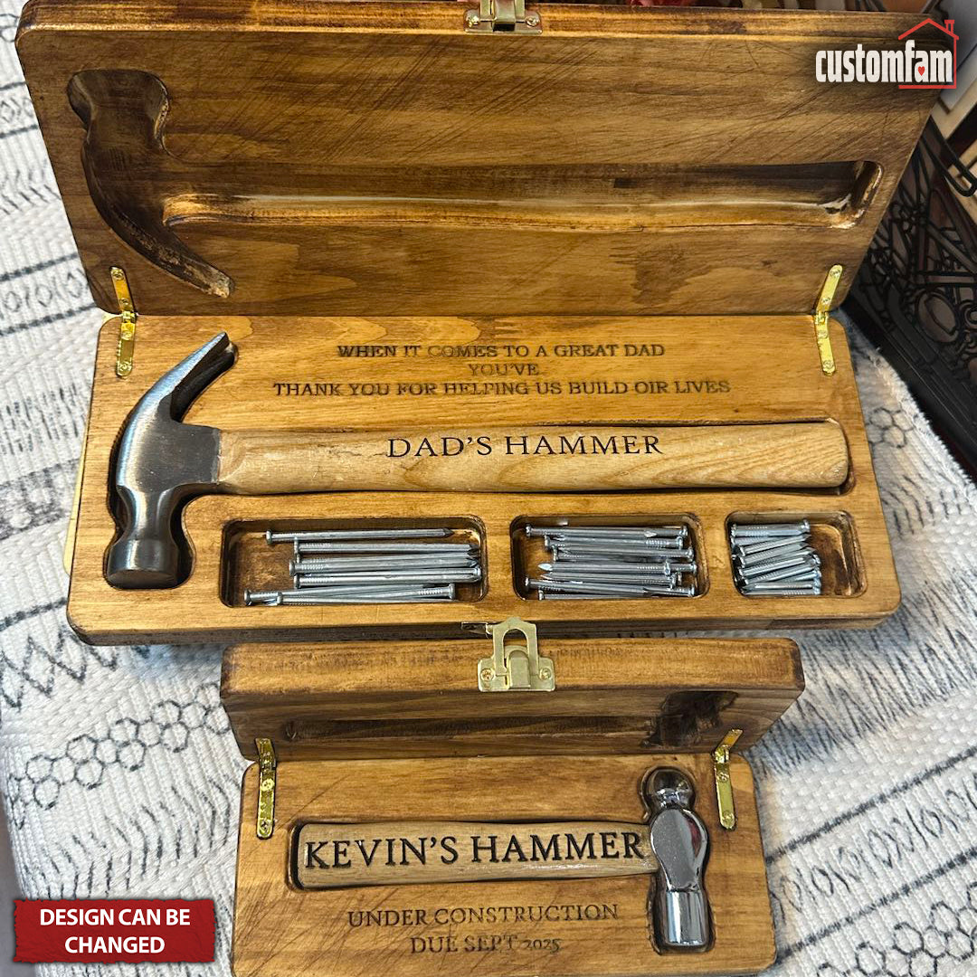 When It Comes To Being A Great Dad Personalized Engraved Father's Day Gift Hammer, Wooden Box And Nails Set, Gifts For Dad