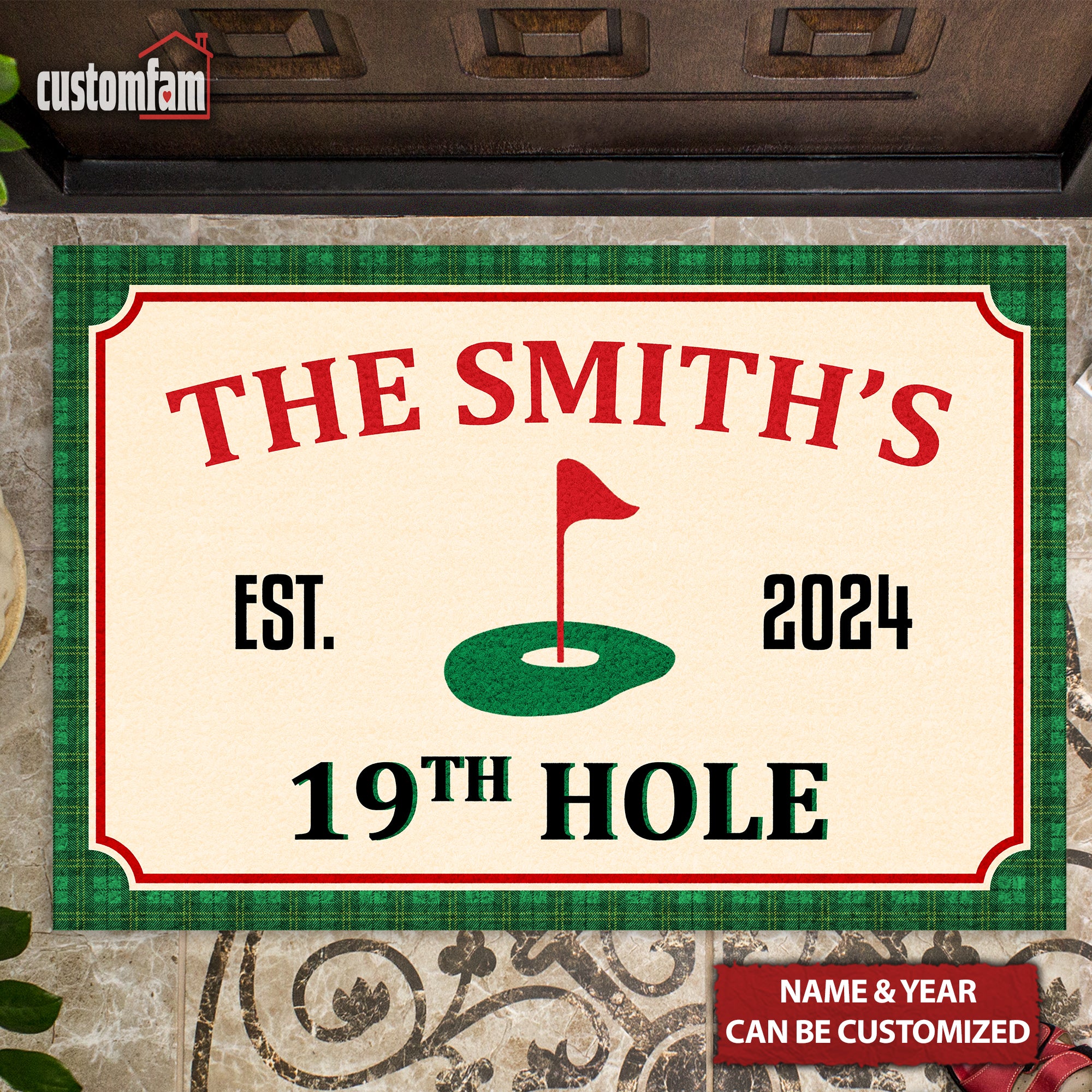 Personalized Golf 19th Hole Doormat, Golfing Area Rug, Golfer Gift