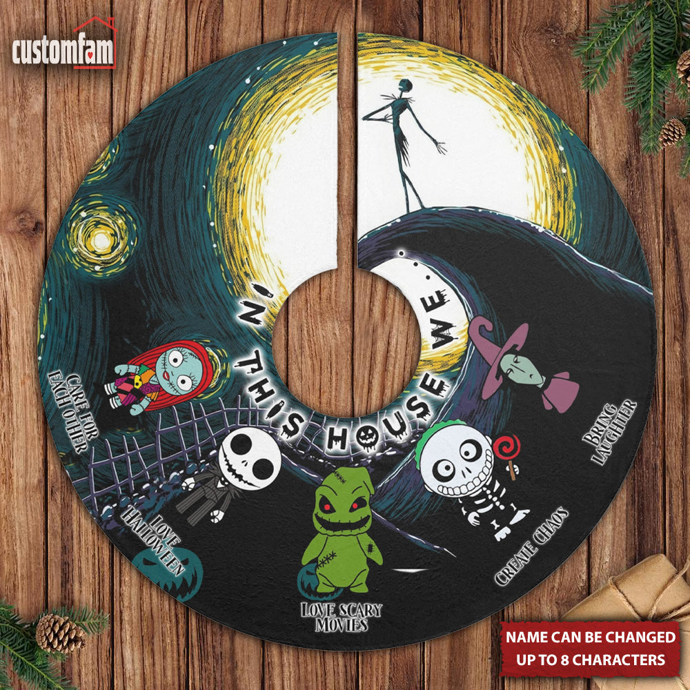 In This House We Personalized Christmas Tree Mat, Nightmare Before Christmas, Christmas Decor