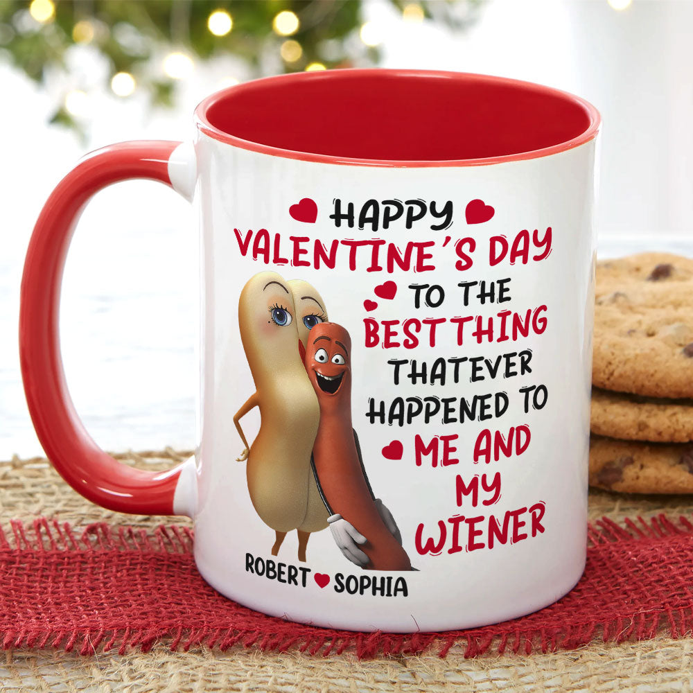 Happy Valentine’s Day Personalized Accent Mug, Couple Coffee Mug, Gift For Couple