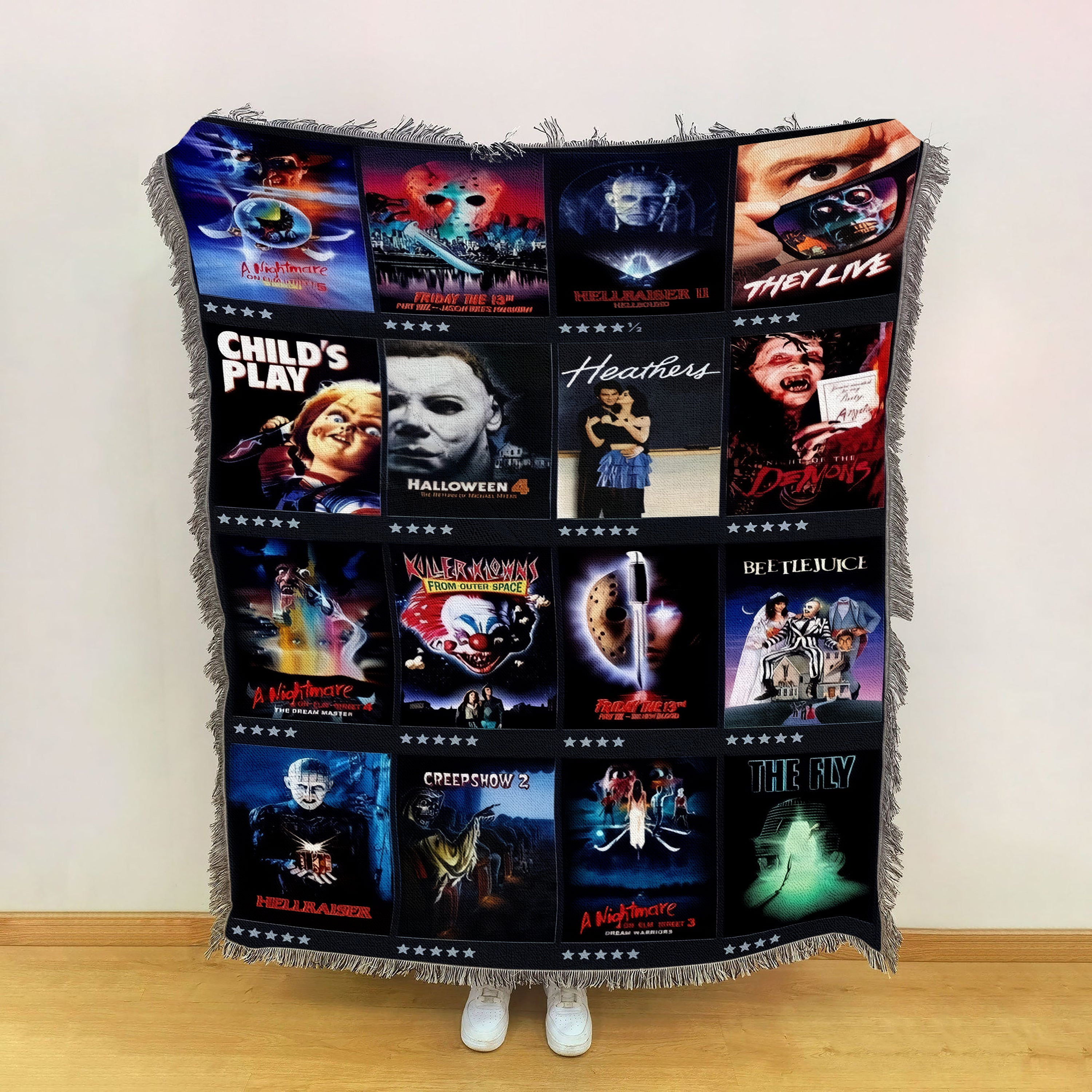 Halloween Horror Movie Woven Blanket, Horror Gifts, Halloween Decor