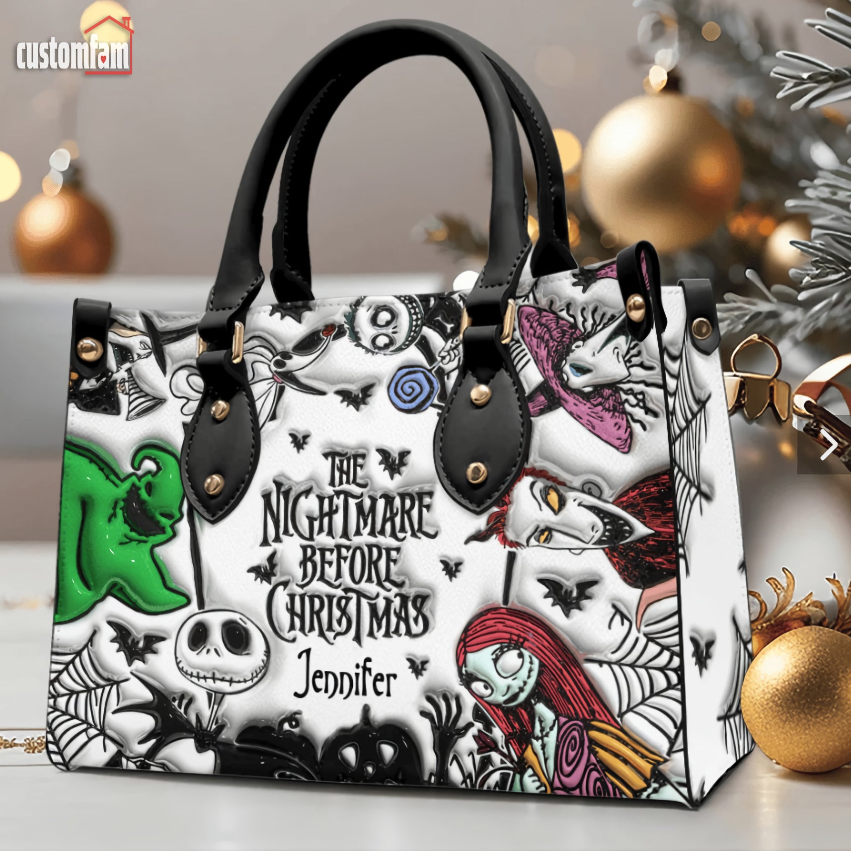 The Nightmare Before Christmas Personalized Leather Handbag, Gift For Her, Halloween Gift