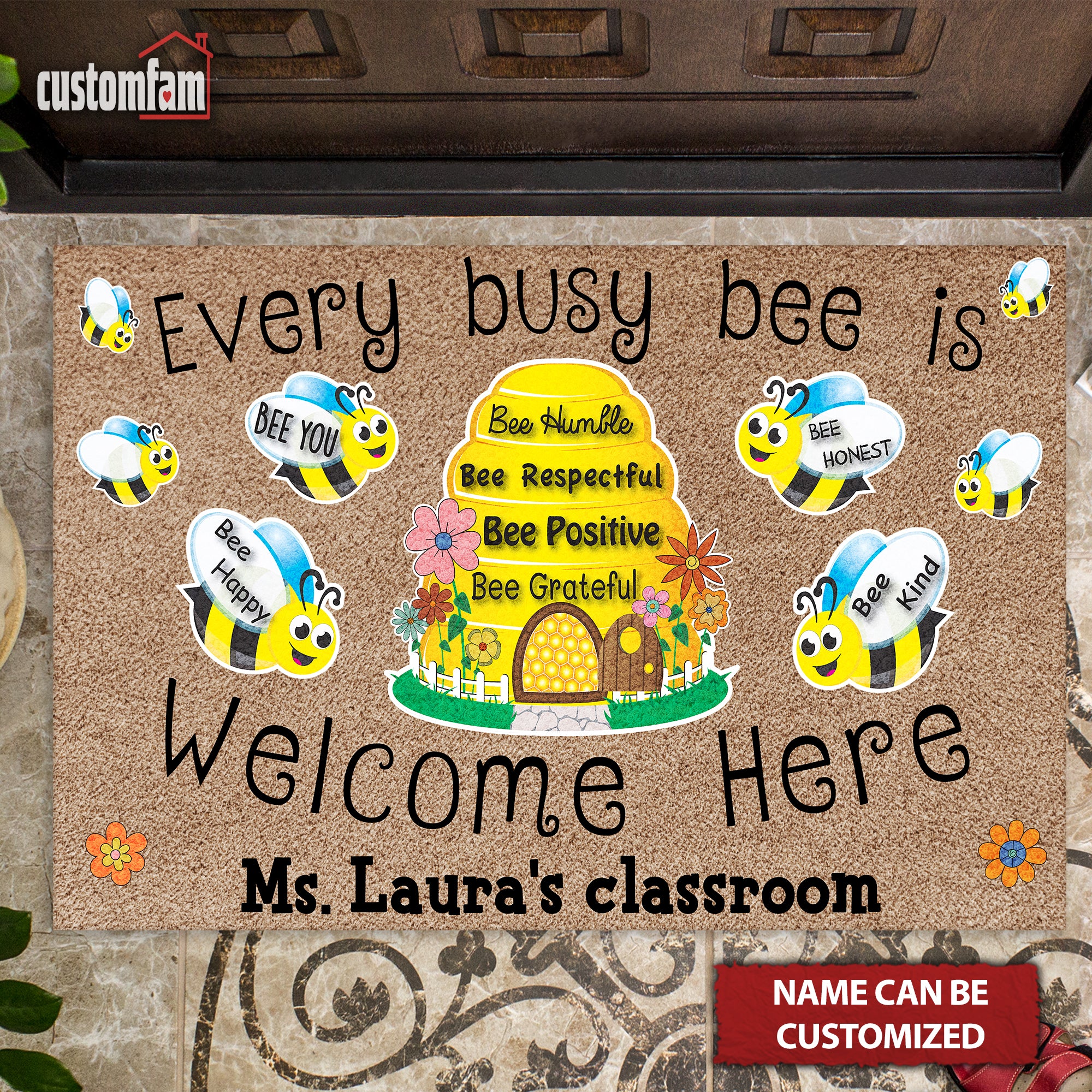 Every Busy Bee Is Personalized Classroom Welcome Doormat, Classroom Decor, Back To School Gift