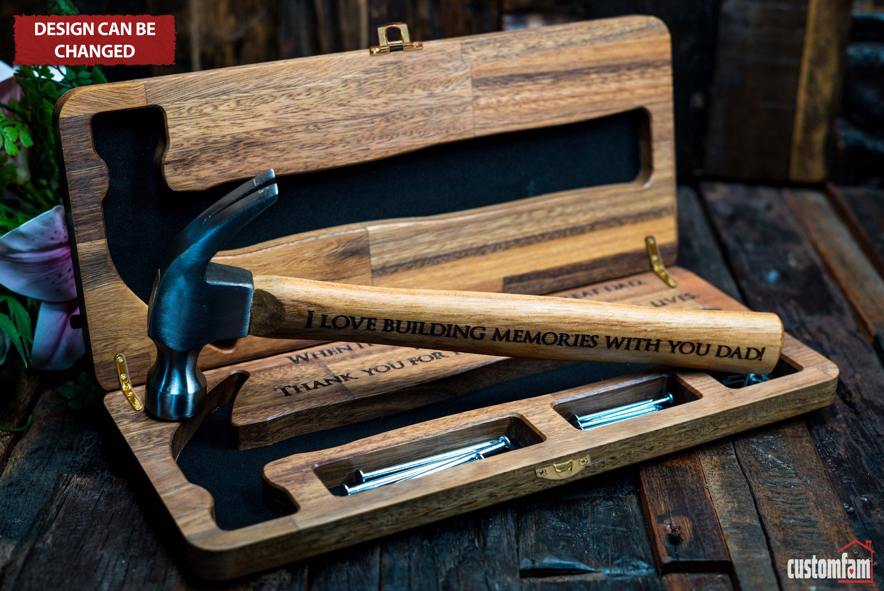 Custom Engraved Hammer and Hardwood Gift Box, Gifts For Dad