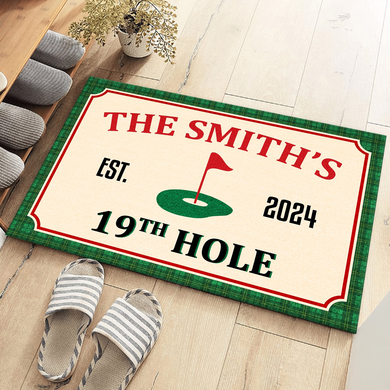 Personalized Golf 19th Hole Doormat, Golfing Area Rug, Golfer Gift