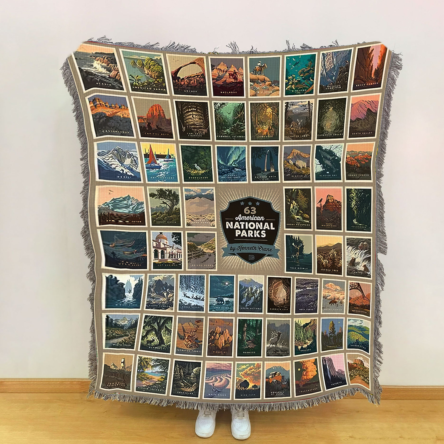 63 American National Park Woven Blanket, Gifts For National Park Lovers, Outdoor Blanket