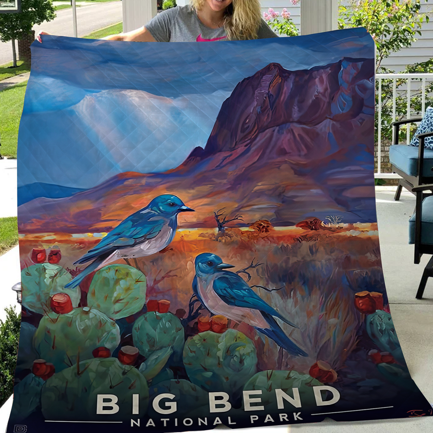 Big Bend National Park Quilt Blanket, Gifts For National Park Lovers, Outdoor Blanket