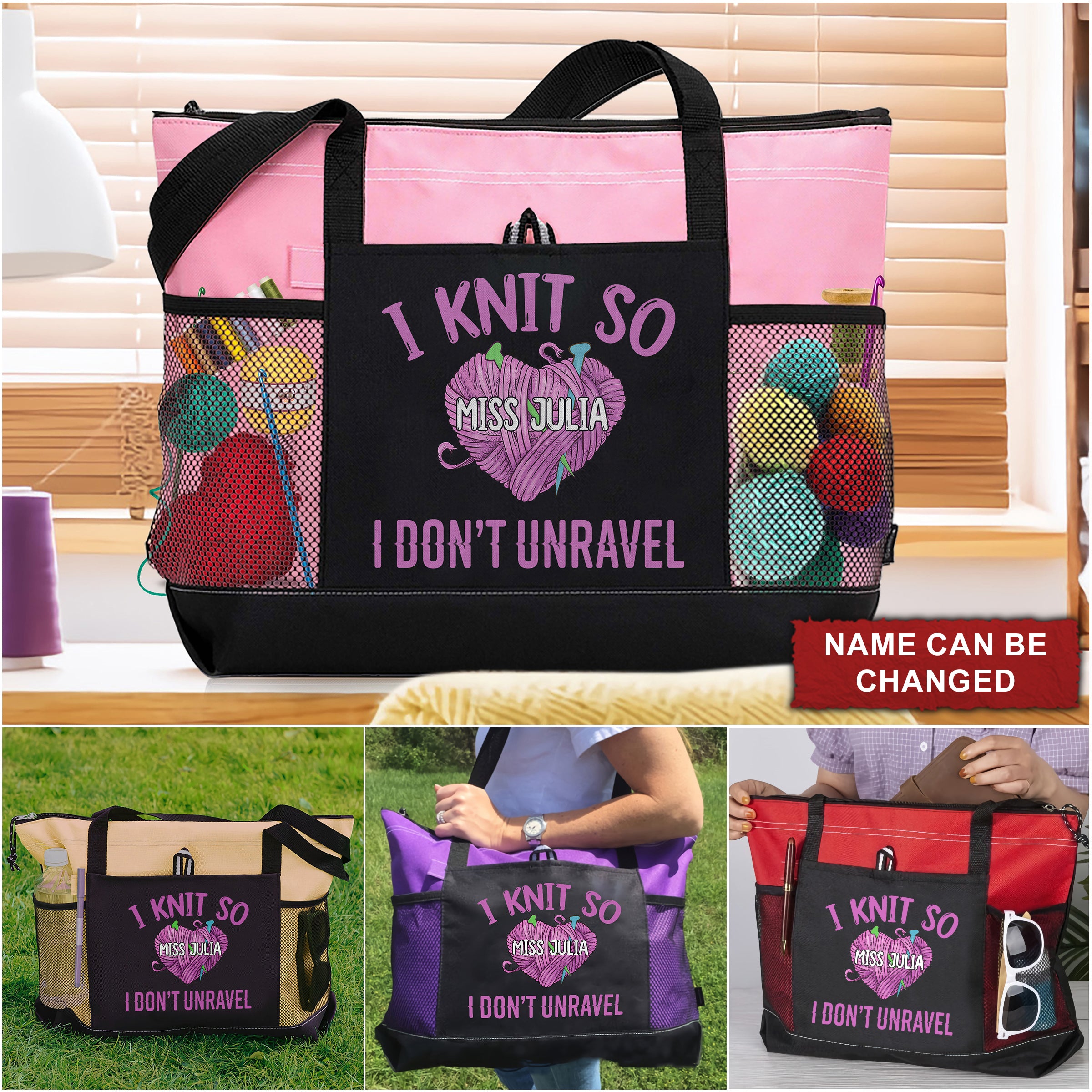 I Crochet So I Don't Unravel Personalized Tote Bag, Crochet Knitting Lovers Gift