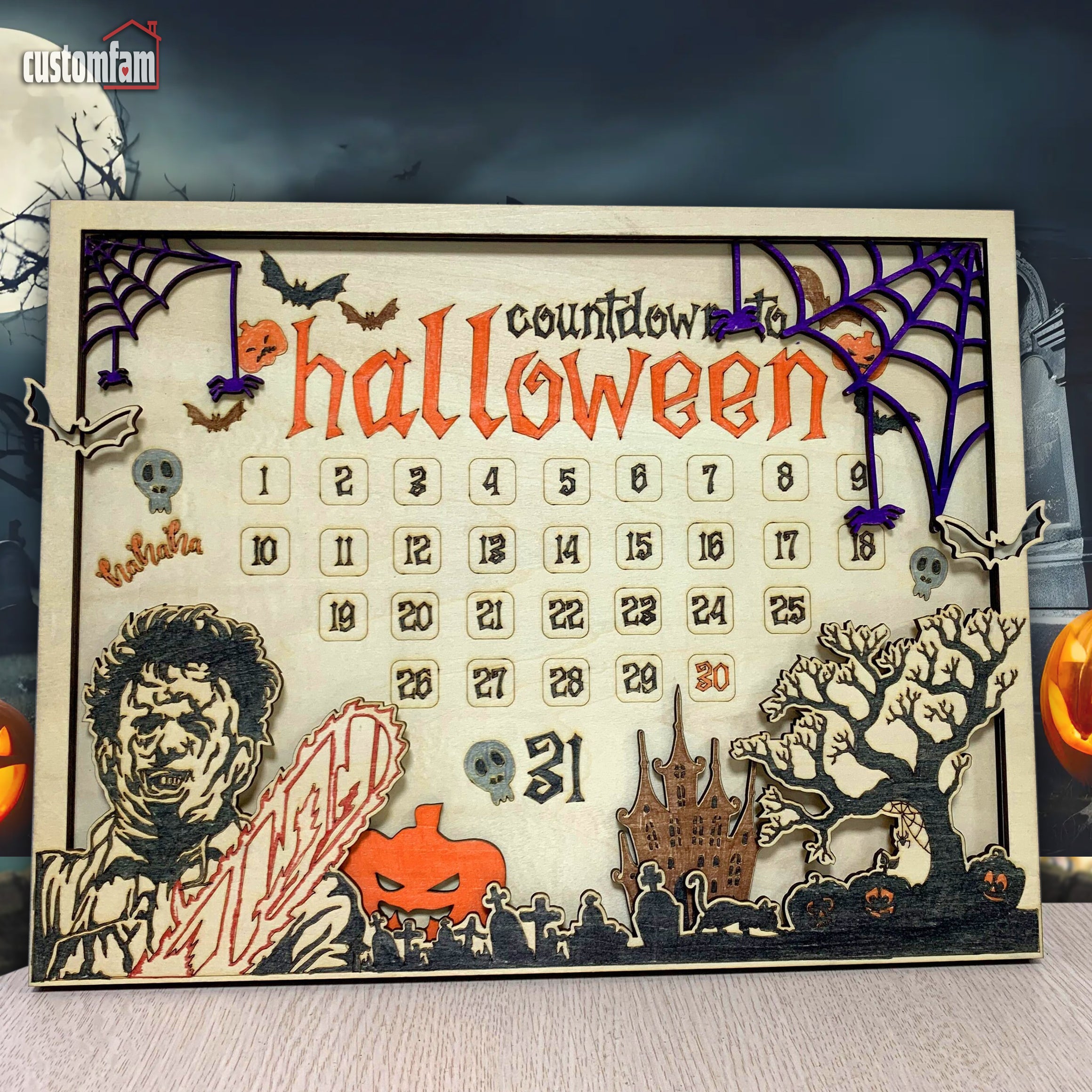 Horror Countdown to Halloween Calendar Sign, Countdown Halloween, Horror Gift