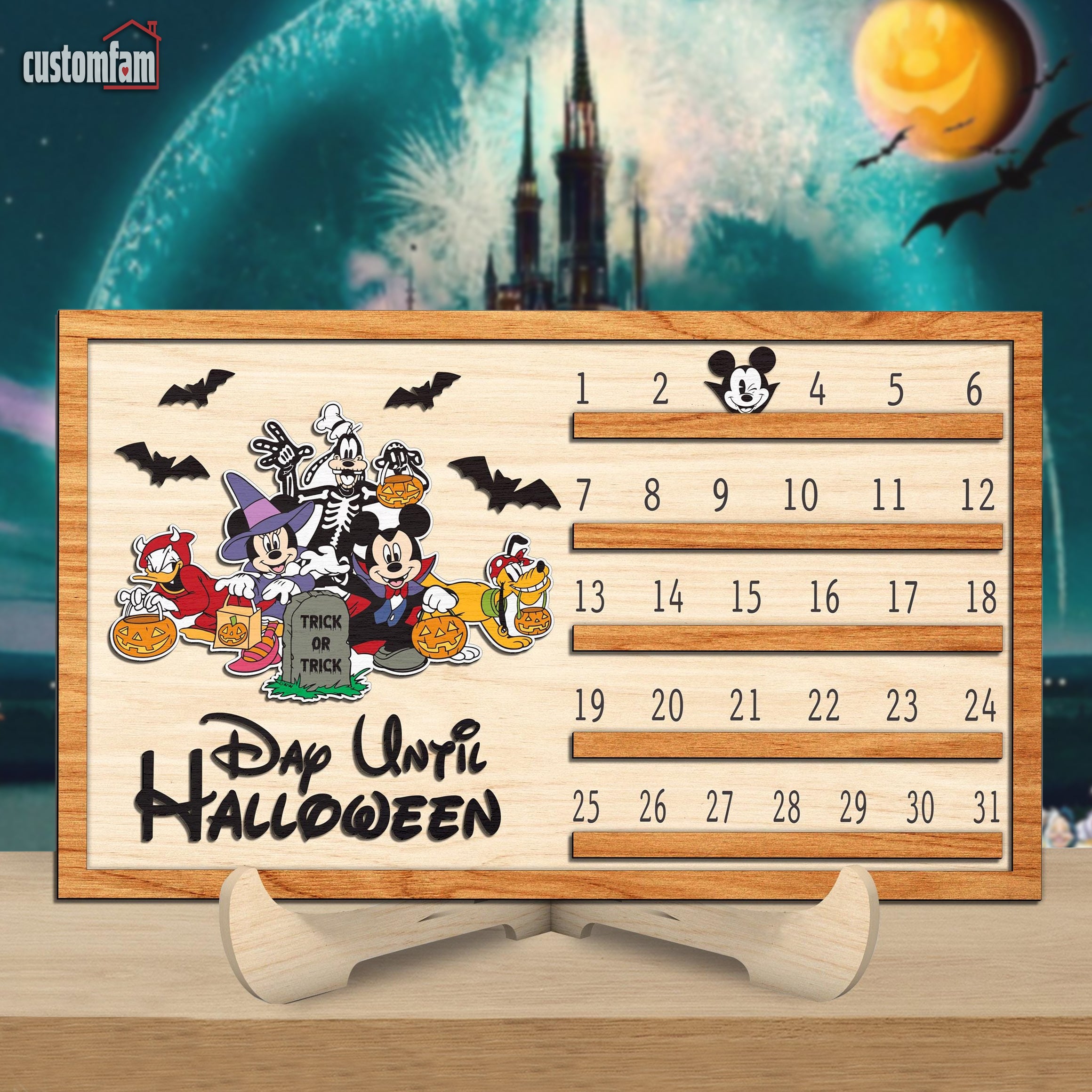 Day Until Halloween Cartoon Countdown Calendar Sign, Countdown Halloween, Halloween Decor