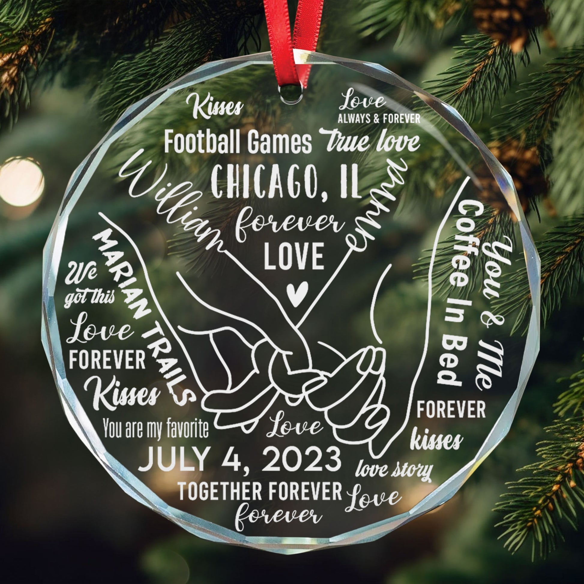 Together Forever Personalized Glass Ornament, Anniversary Gift For Couple