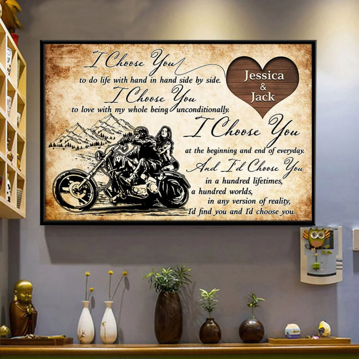 I Choose You Motorcycle Couple Poster, Couple Poster Wall Art, Gift For Biker, Couple Valentine Gifts, Personalized Gift For Couple