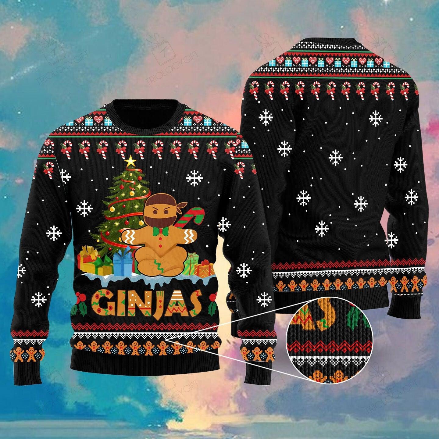 Ginjas Funny Christmas Ugly Sweater, Ninja Gingerbread Shirt, Christmas Gifts