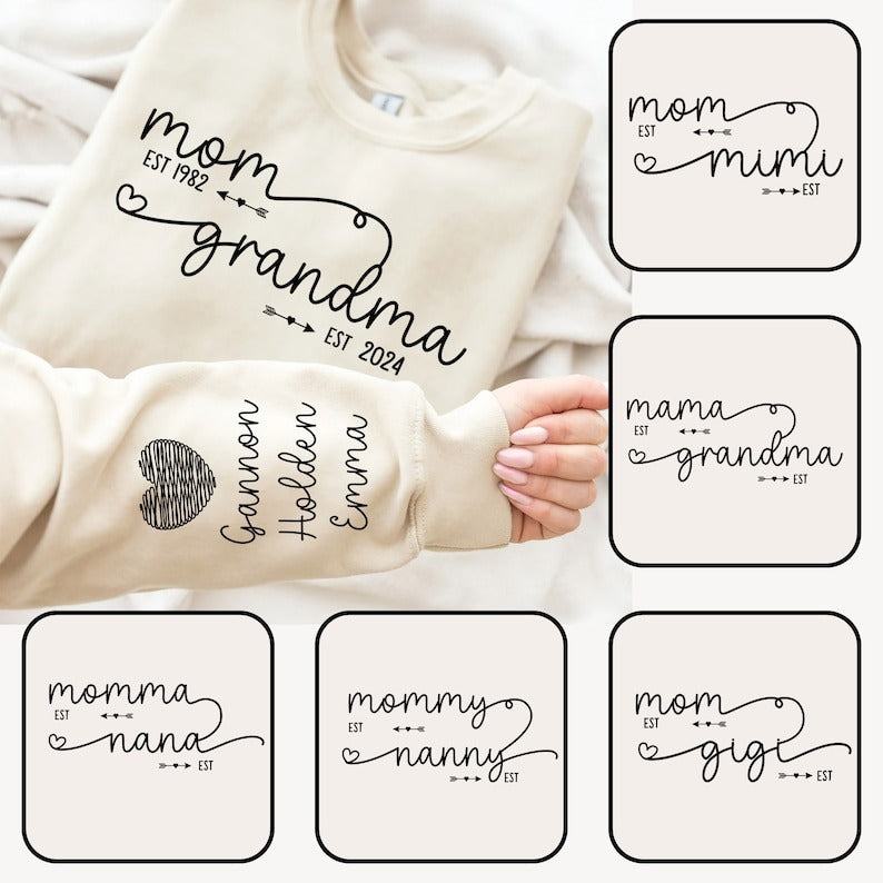 Custom Mom Grandma Sweatshirt, Mom Shirt, Gift For Mom, Grandma