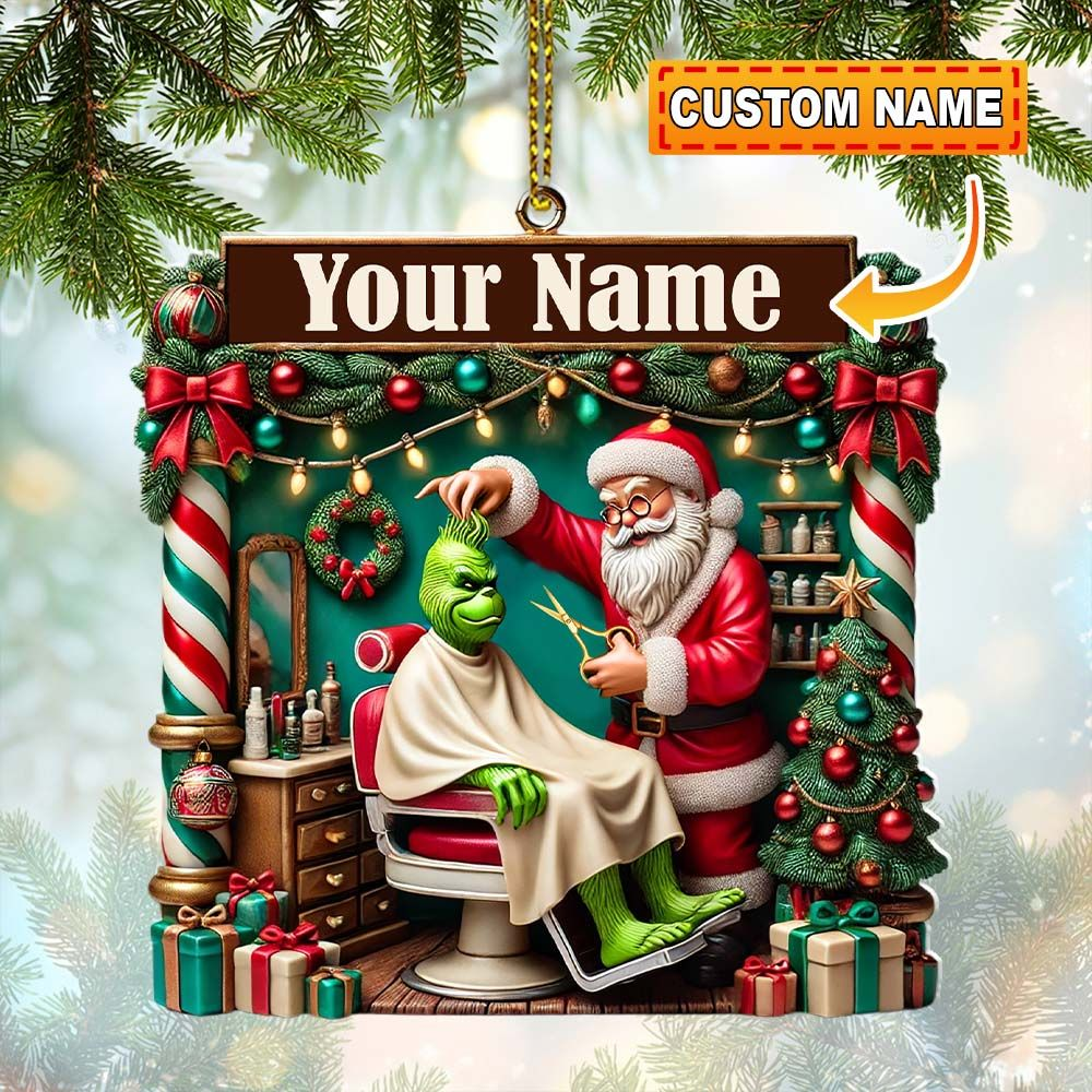 Xmas Grinch Acrylic Ornament, Custom Grinch And Santa Ornament, Christmas Decor