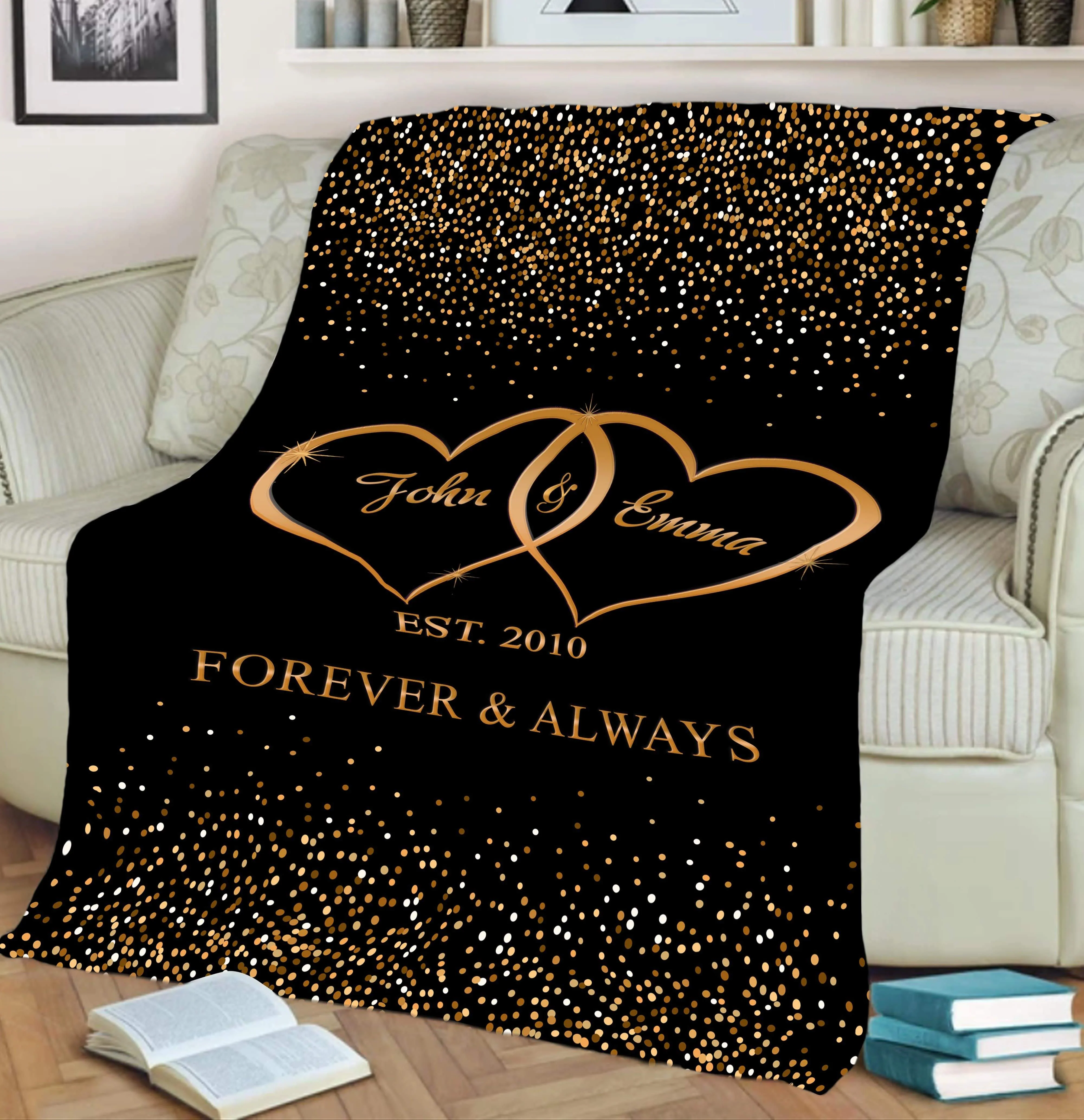 Personalized Forever & Always Couple Blanket, Wedding Anniversary Gifts, Couple Valentine Gift