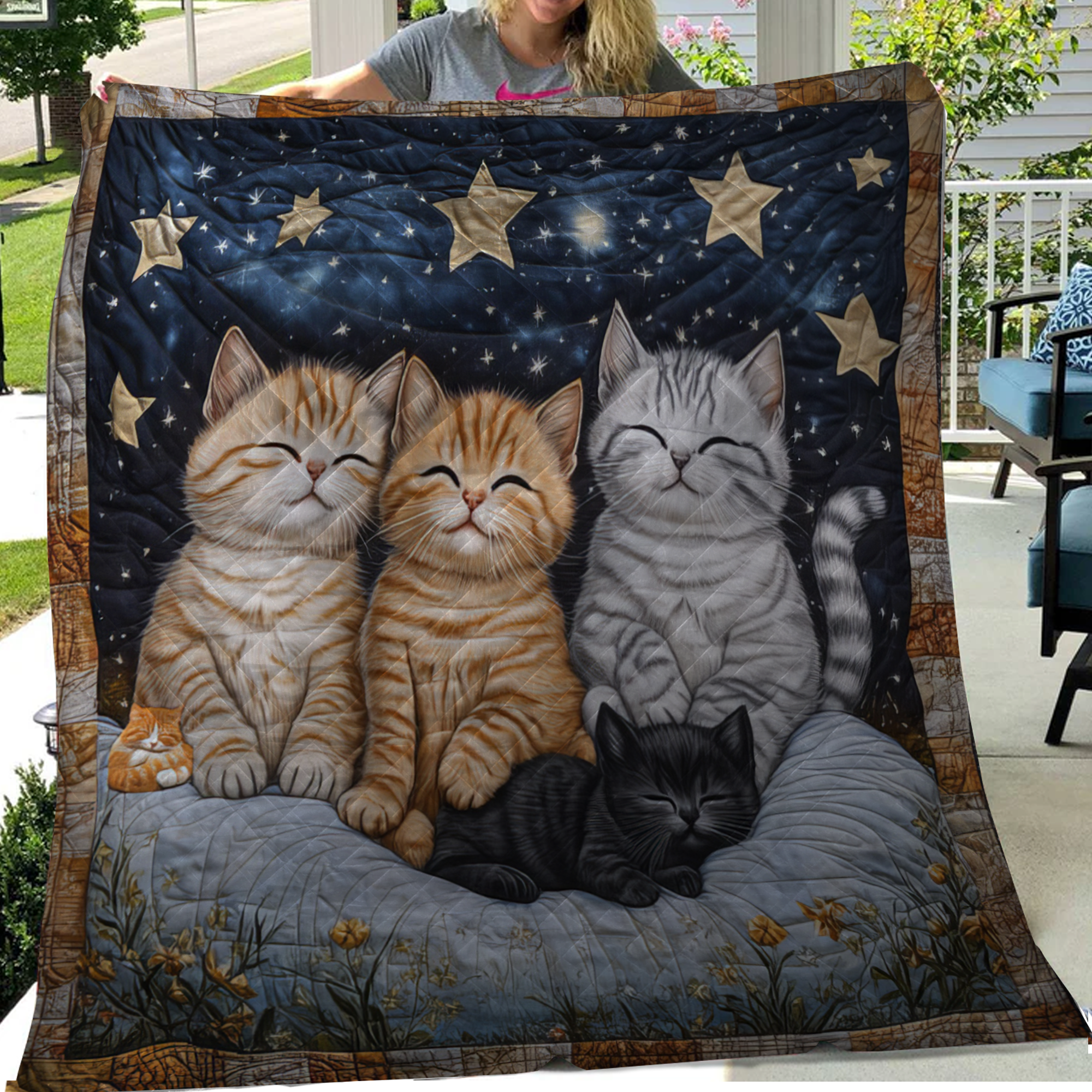 Cute Kitty Christmas Blanket, Bedroom Decor, Gift For Cat Lovers