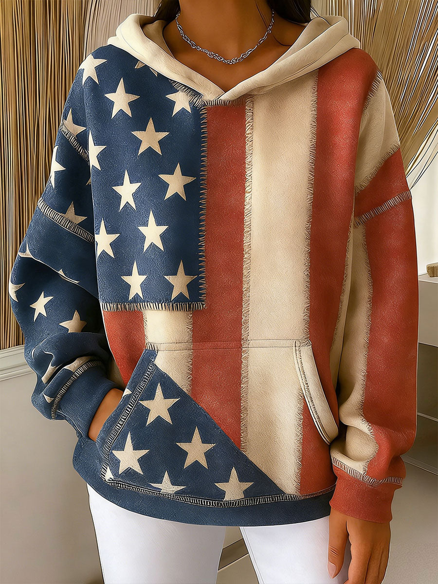 Patriotic America 250 Golf Shirt Women's American Flag Print Hoodies 4th Of July Shirt
