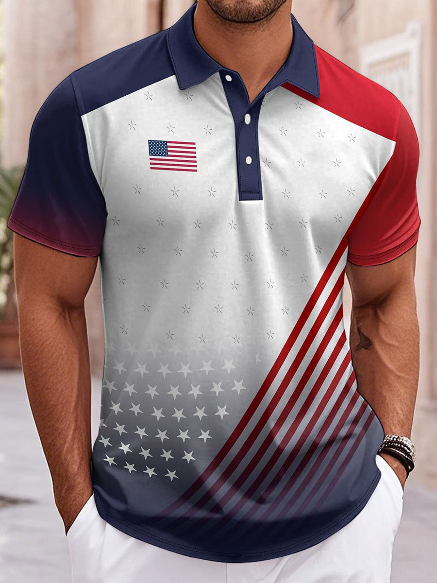 Red White Blue America 250 Shirt Men's American Flag Tops 4th Of July Shirt