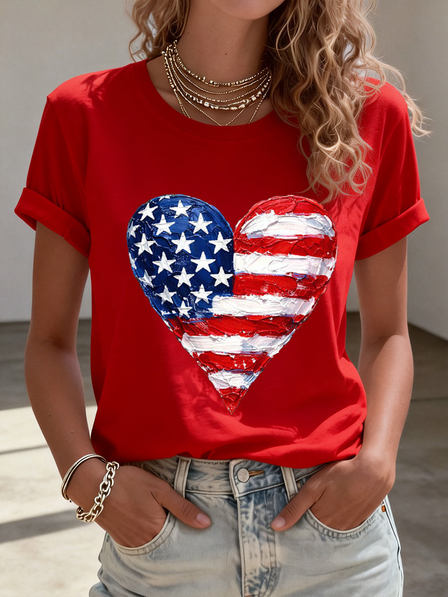 America’s 250th Anniversary Shirt Women's Legacy Anniversary Heart Print T-Shirt 4th Of July Shirt