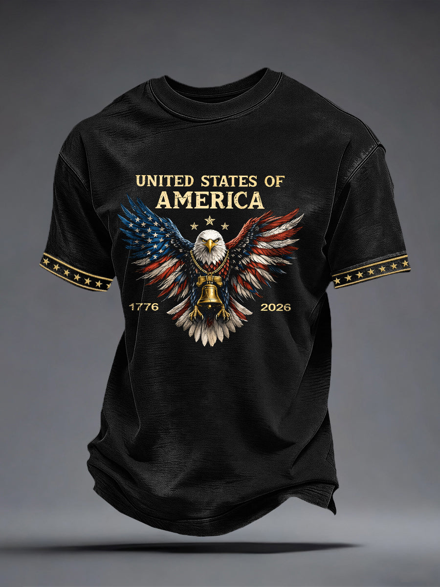 America 250 Mens Patriotic Apparel Men's USA 1776-2026 Print T-Shirt 4th Of July Shirt
