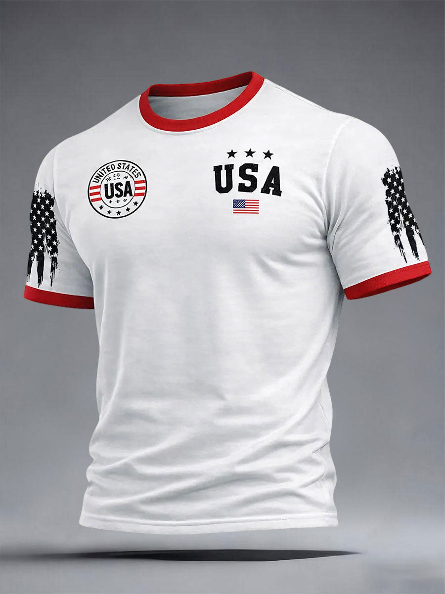 Red White Blue America 250 Shirt Men's USA Flag T-Shirts 4th Of July Shirt