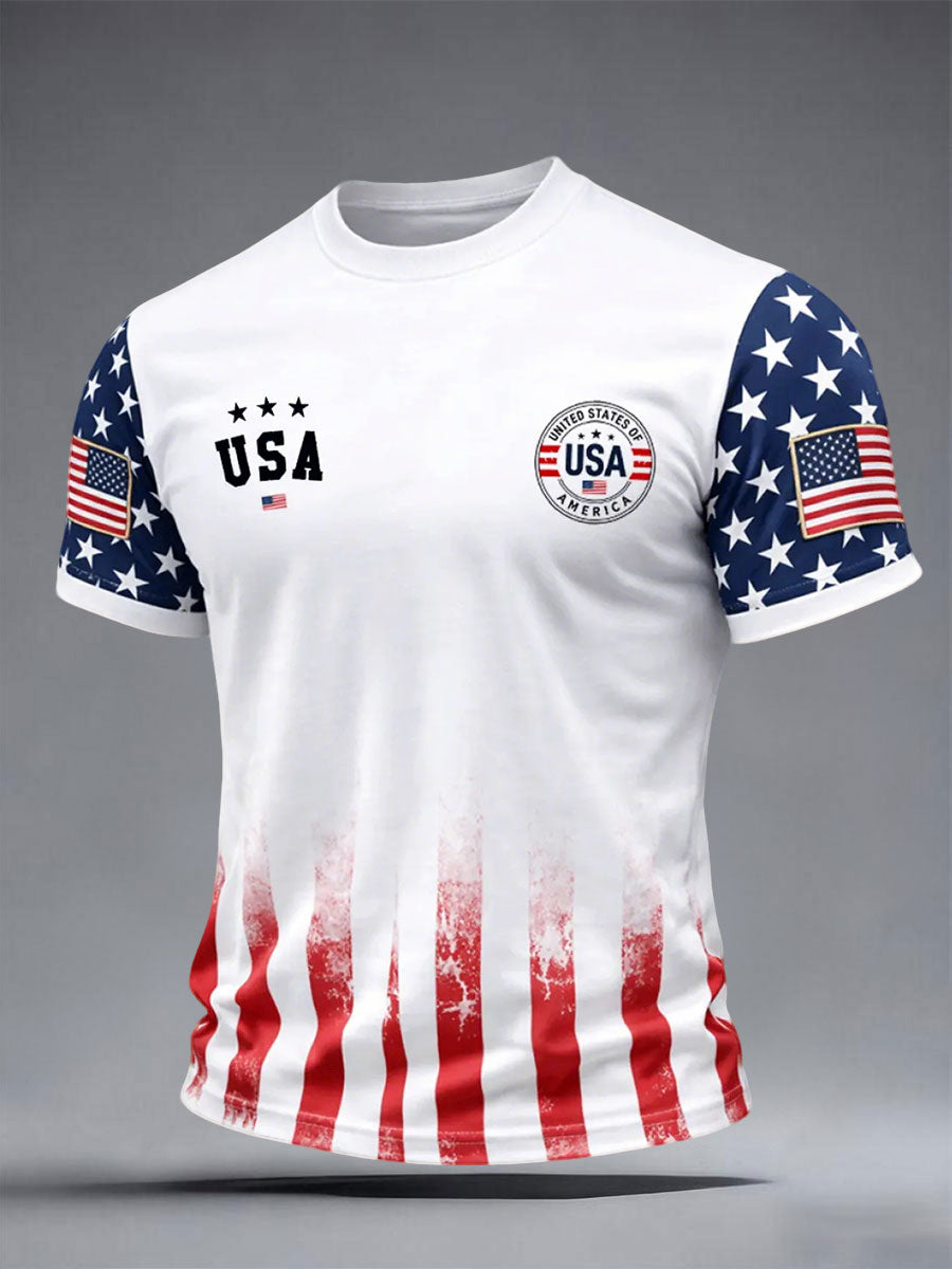 America 250 Flag Shirt Men's USA Flag T-Shirts 4th Of July Shirt