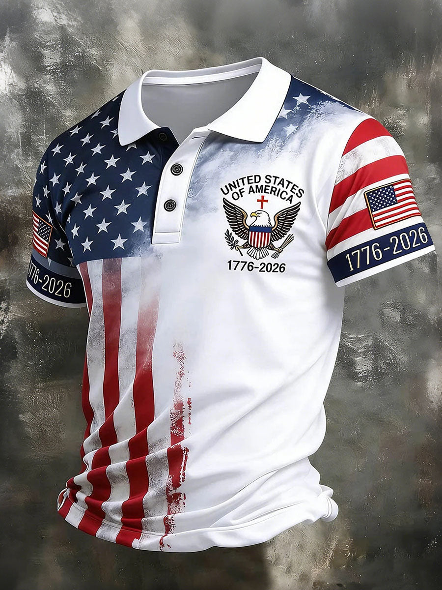 America 250 Mens Patriotic Apparel Men's United States Of America 1776-2026 Tops 4th Of July Shirt