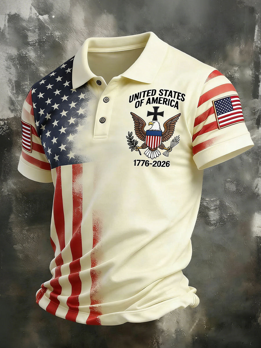 America’s 250th Anniversary Polo Shirt Men's United States Of America 1776-2026 Tops 4th Of July Shirt