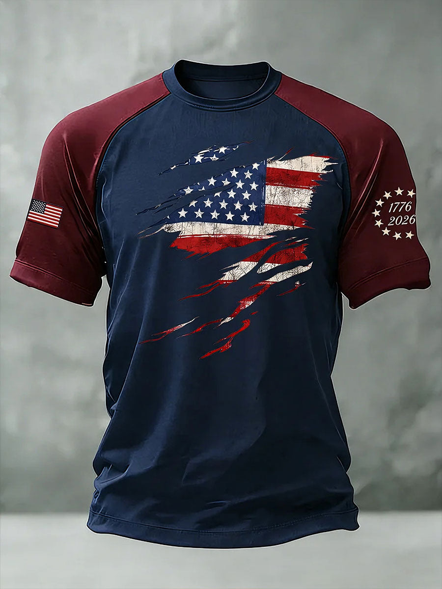 Red White Blue America 250 Shirt Men's USA Flag T-Shirts 4th Of July Shirt