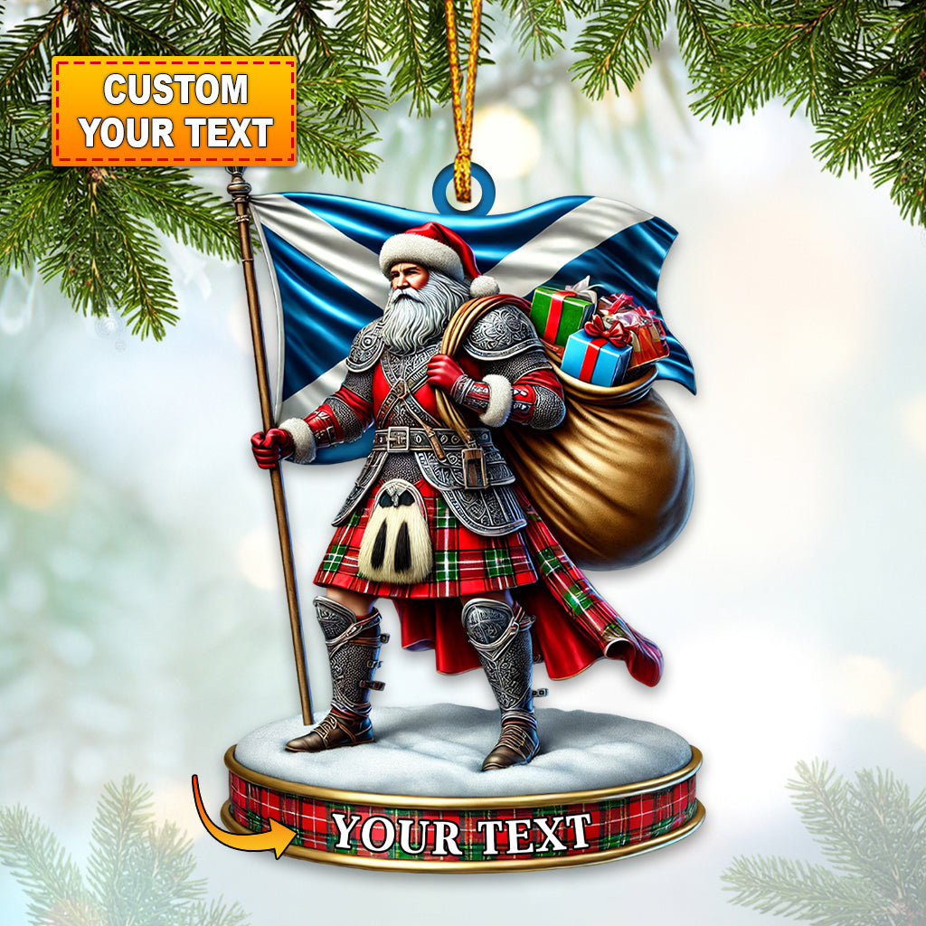 Santa Warrior, Custom Name Santa Warrior Ornament, Christmas Gift for Scotland Lover