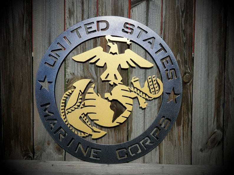 US Marine Metal Sign - USMC Logo - USMC Sign - Custom Metal Sign- Many Sizes