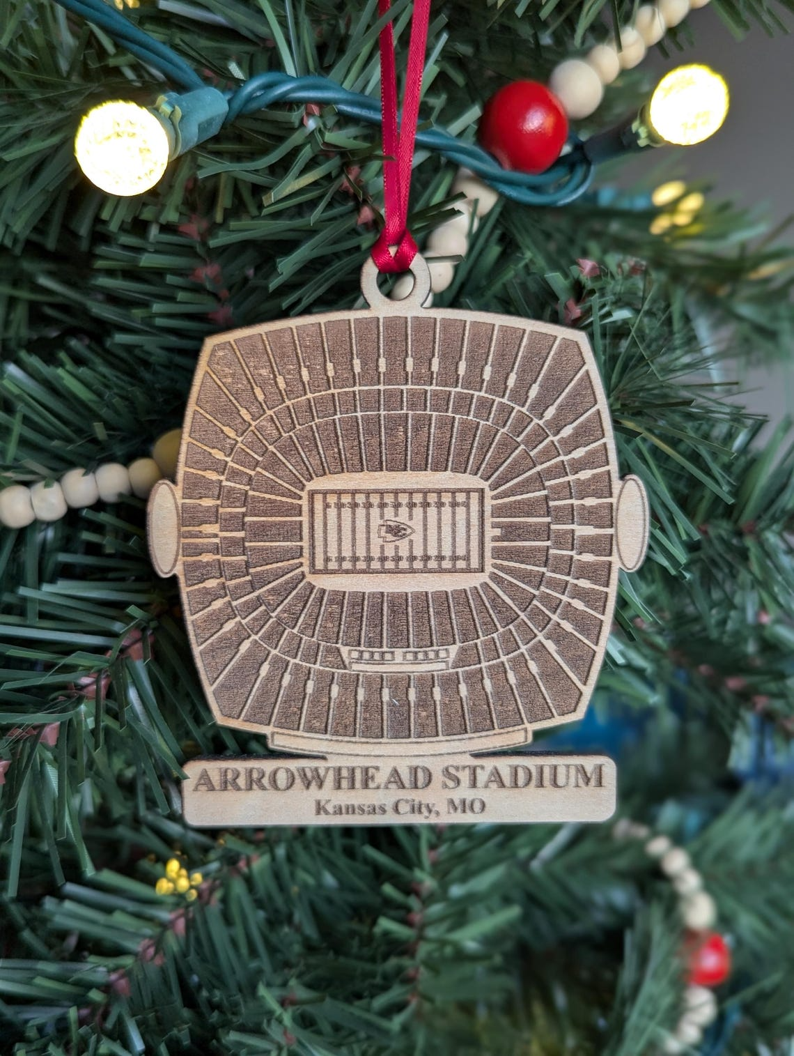 Arrowhead Stadium Personalized Football League Stadium Ornament, Christmas Decor